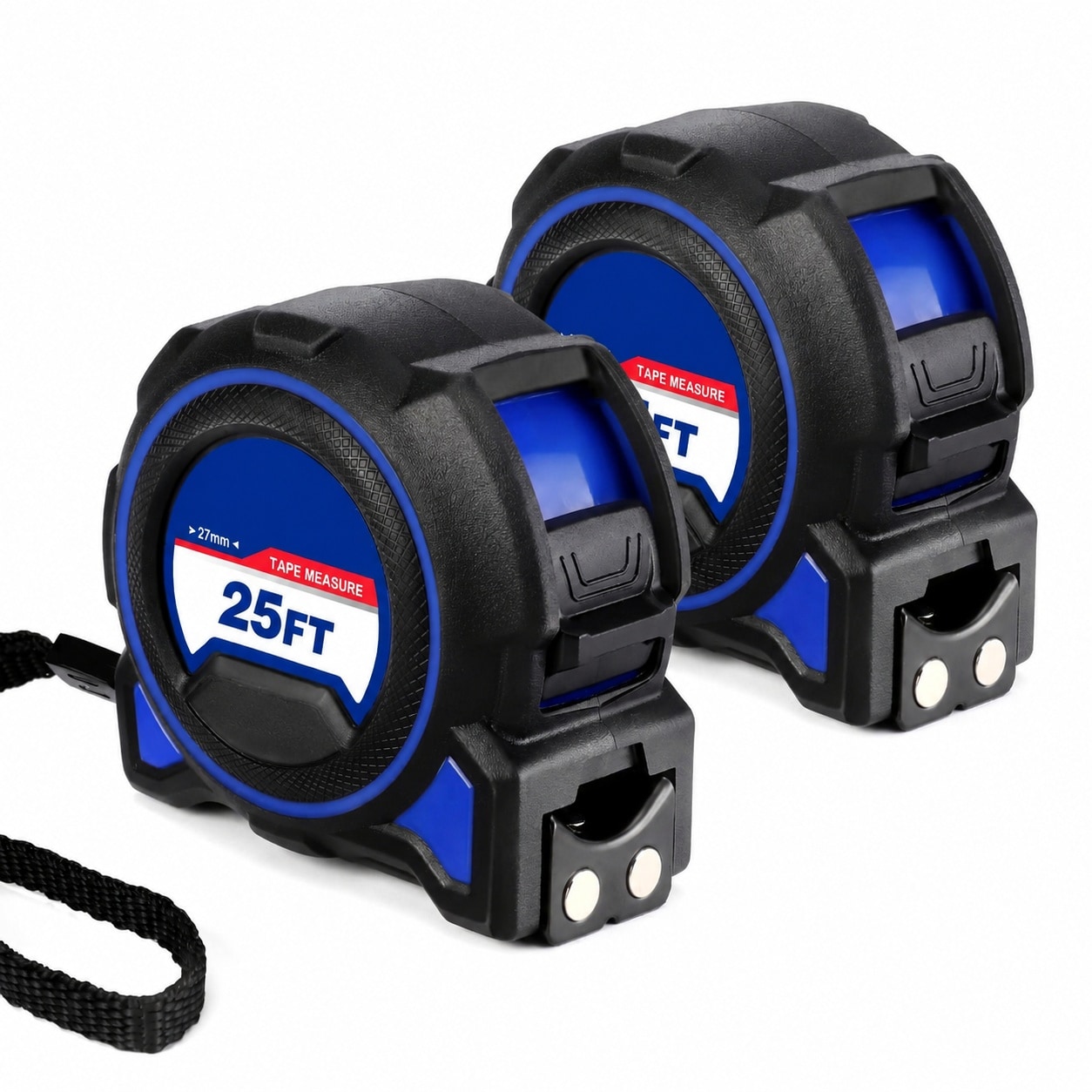 Linder Group Inc Heavy Duty Tape Measure 2 pcs 25FT Retractable Measuring Tape Double Retract Long Stand Magnetic Hook Belt Clip Rubber Protective Casing #L3BX3UUV
