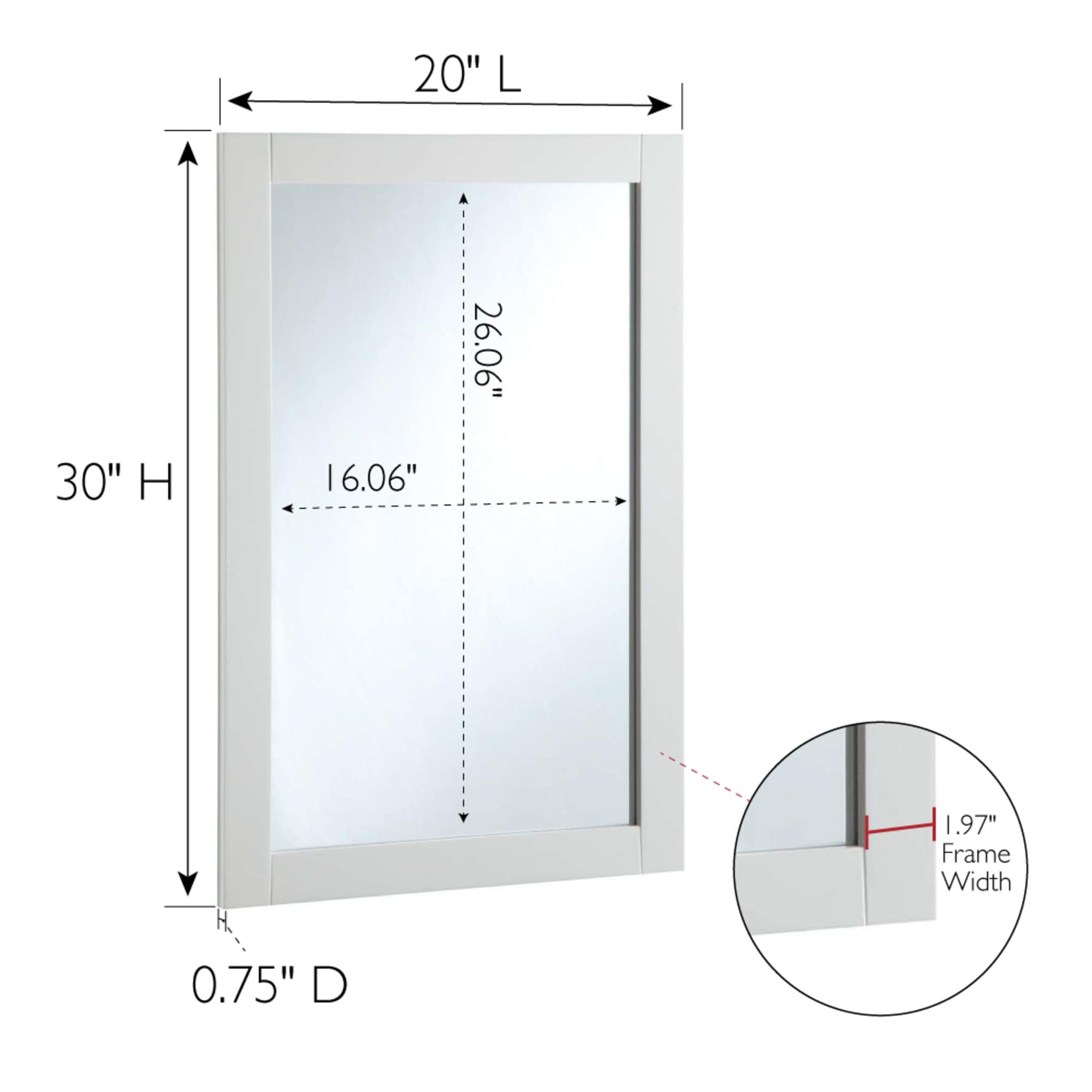 Design House 547208-WHT Framed-Bath-Mirrors - View #6