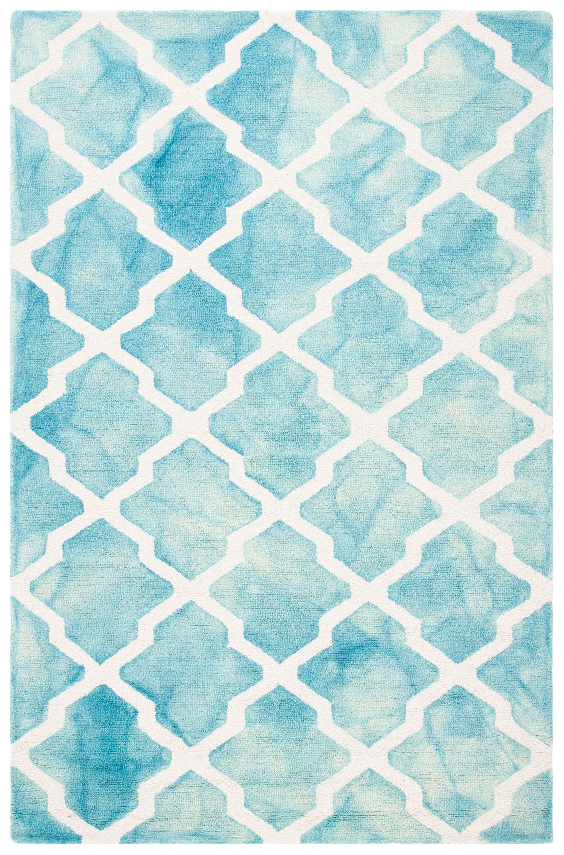 Safavieh DDY540D-6 Dip Dye Pamala 6 x 9 (ft) Tufted Wool Turquoise/Ivory Rectangular Indoor Geometric Bohemian/Eclectic Area rug
