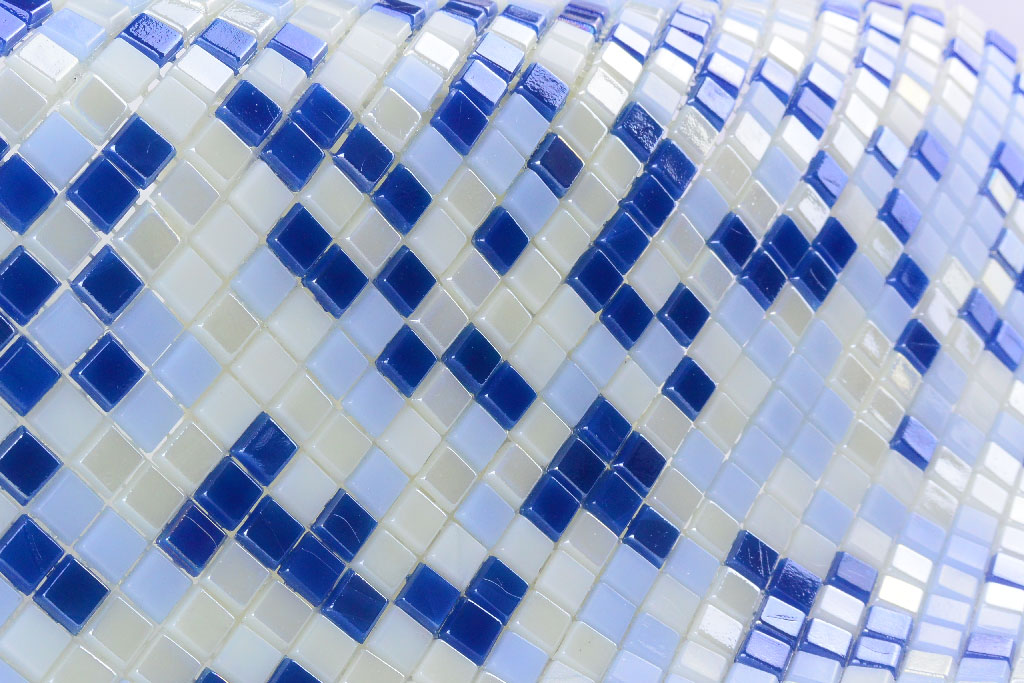 Abolos LWSGALST8-AN Galaxy Blue And Beige 12-in x 12-in Iridescent Glass Patterned Mosaic Floor and Wall Tile ( 15-sq ft Carton )