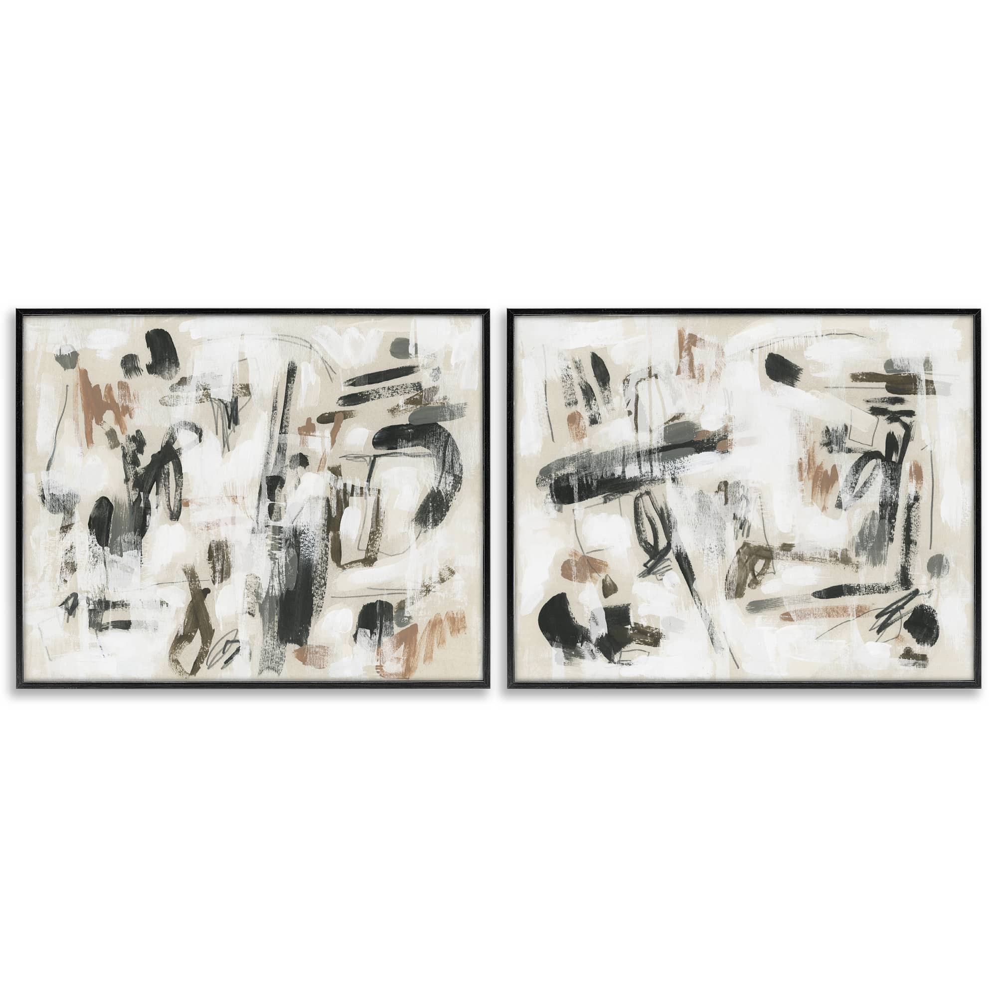 Stupell Industries B2-764-FR-2PC-24X30 Neutral Earth Tones Abstraction 2 Piece Black Framed Giclee Art Set By June Erica Vess 30 x 24