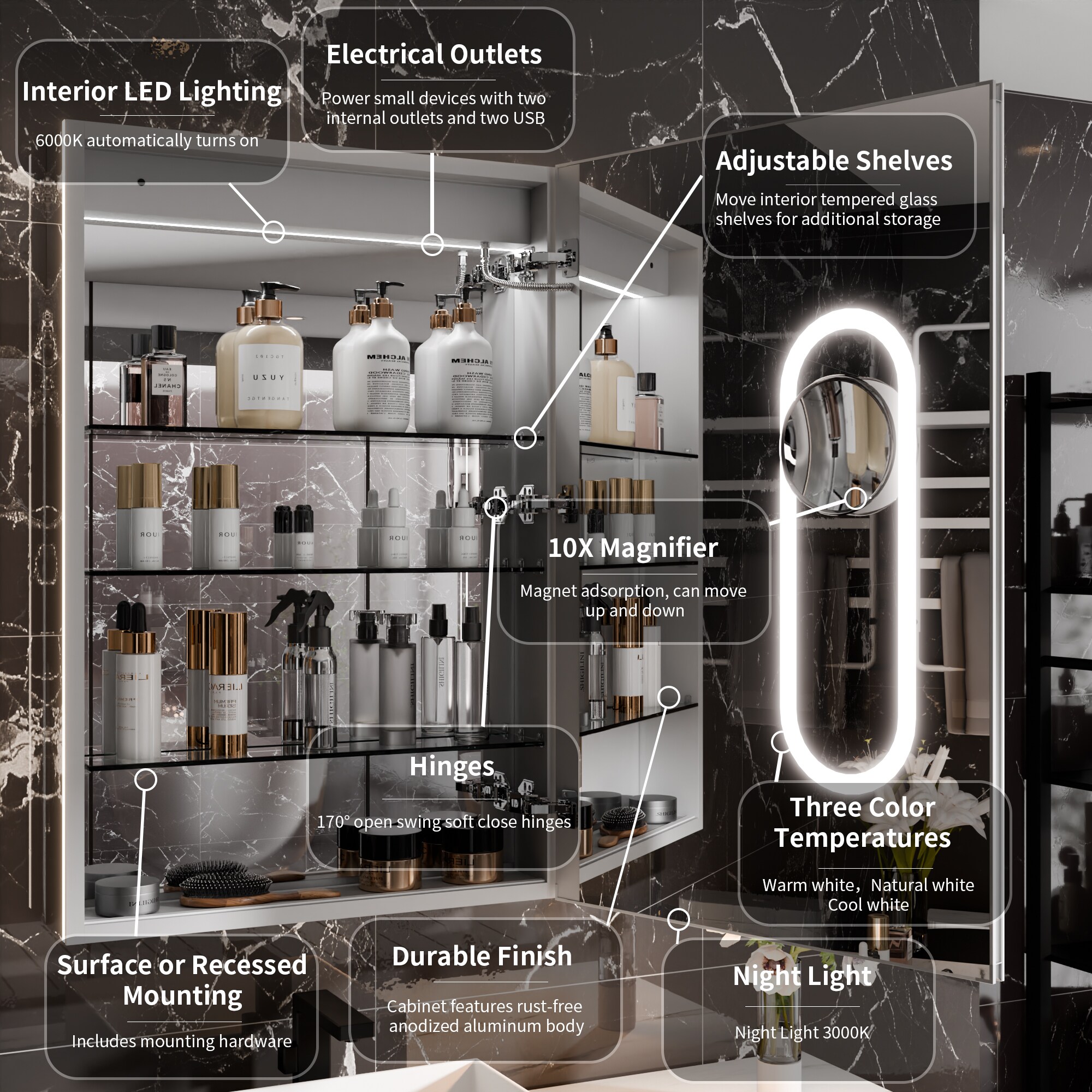 AAZJ JDEX-MC243611LX Bathroom-Medicine-Cabinets - View #5