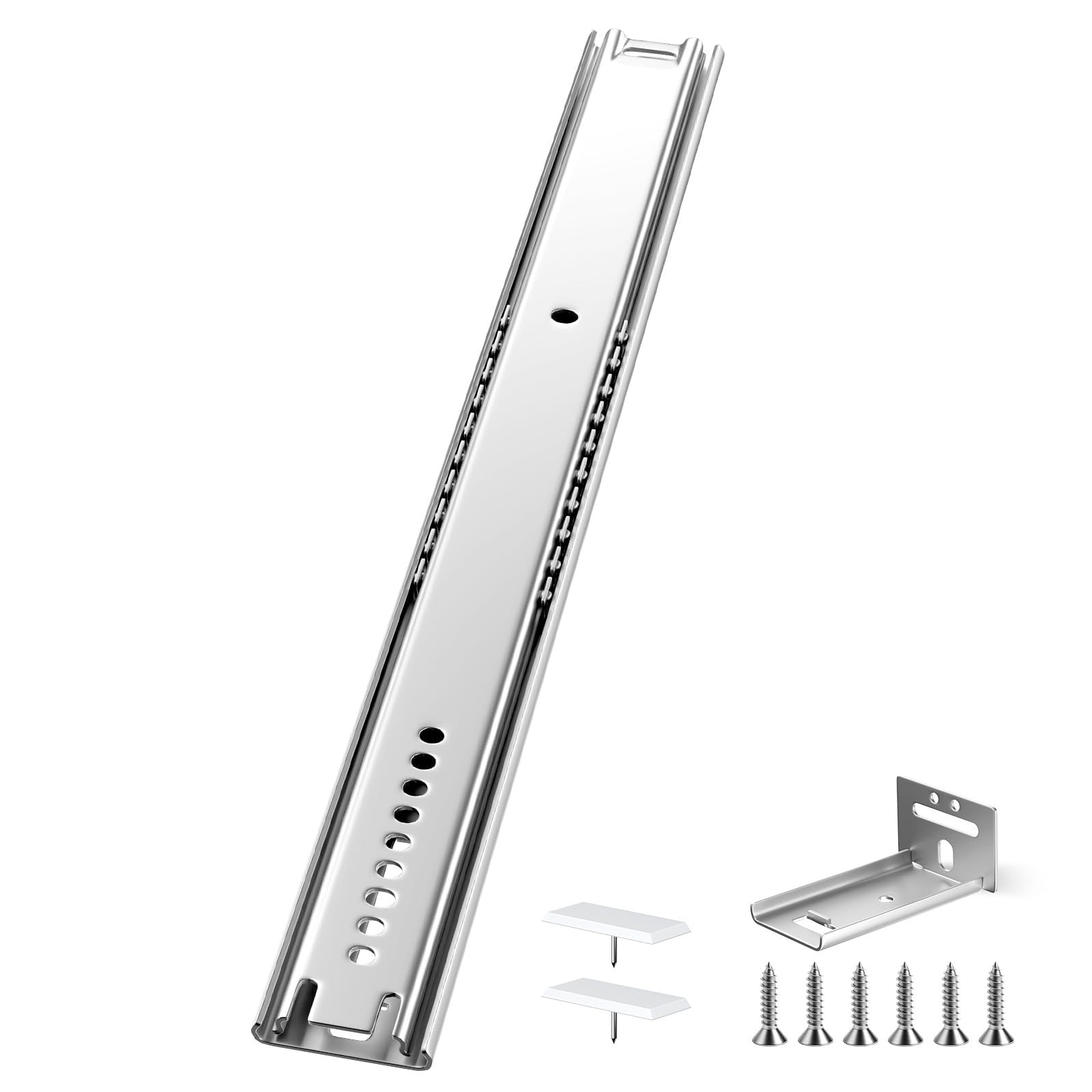 Phyfalip  16 inch Center Mount Drawer Slides Kit Heavy Duty Bottom Mount 3 4 Extension Drawer Glides for Dresser Cabinet 4 Pack