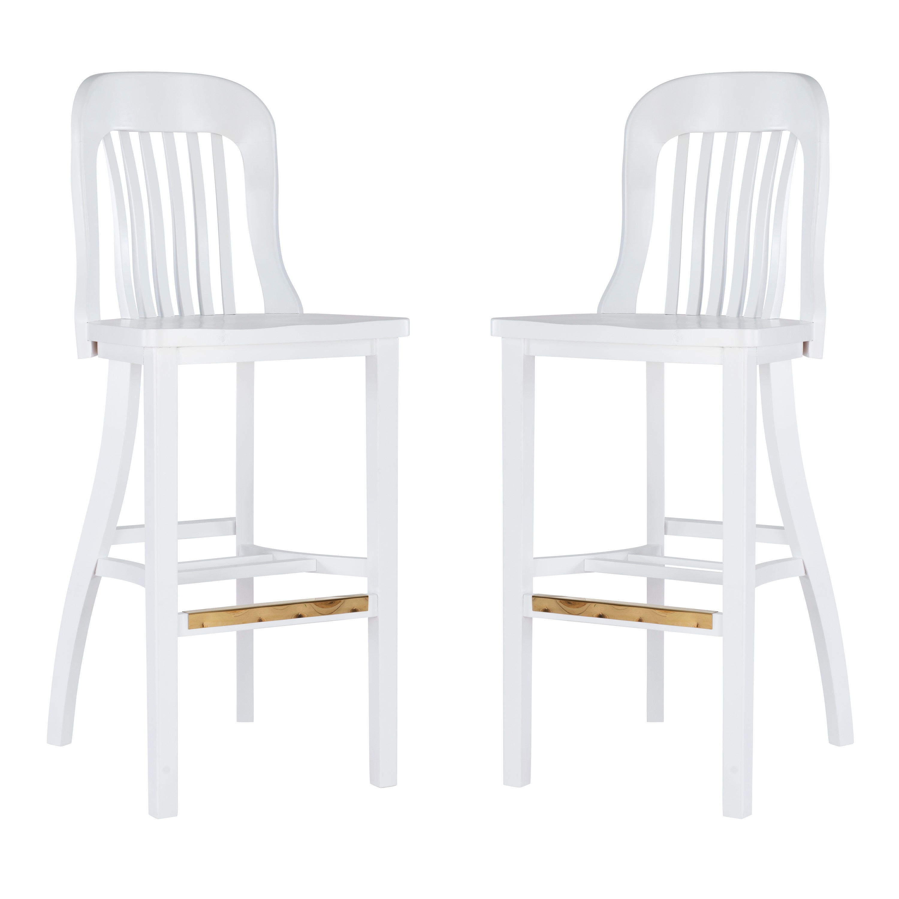 Linon BS294WHT02ASU Maylen Set of 2 White 31-in H Bar height Wood Backless Bar Stool