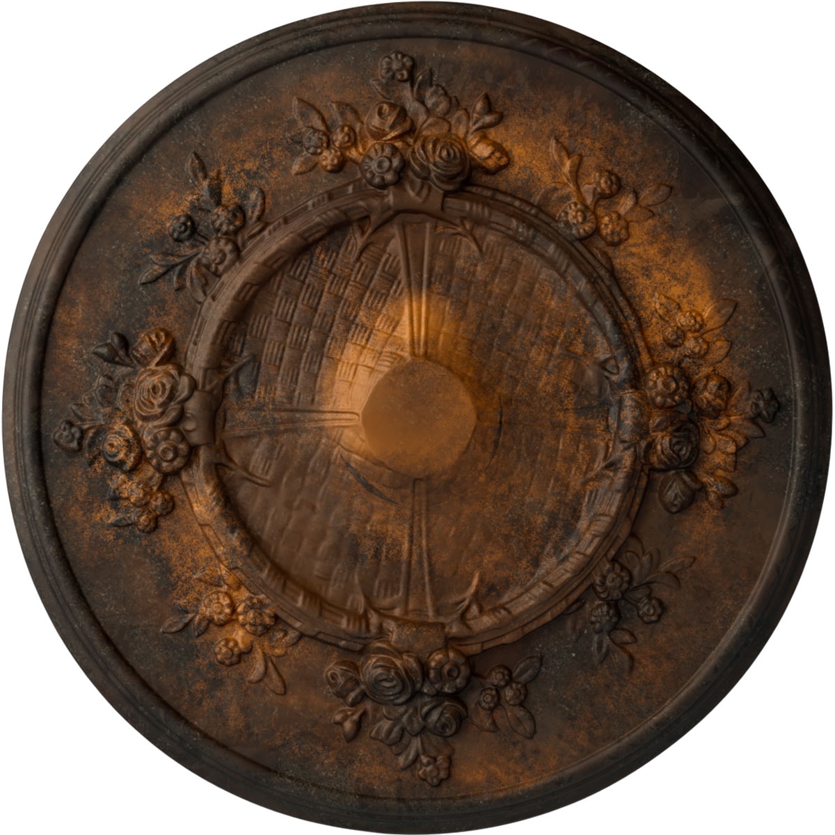 Ekena Millwork CM27FLRUS Flower 27-in W x 27-in L Painted Rust Polyurethane Whole Ceiling Medallion