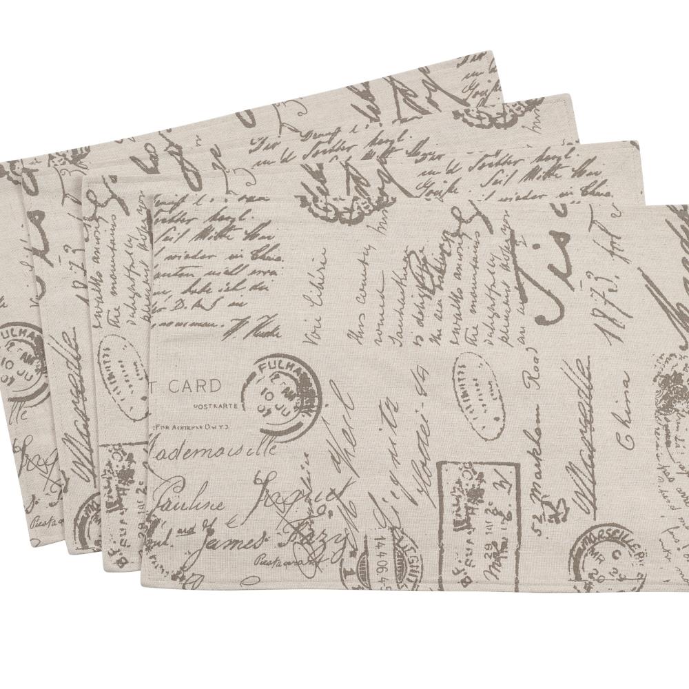 Saro Lifestyle 0044.N1420B Old Fashioned Vintage Script Print Design Placemat&, Natural - Set of 4