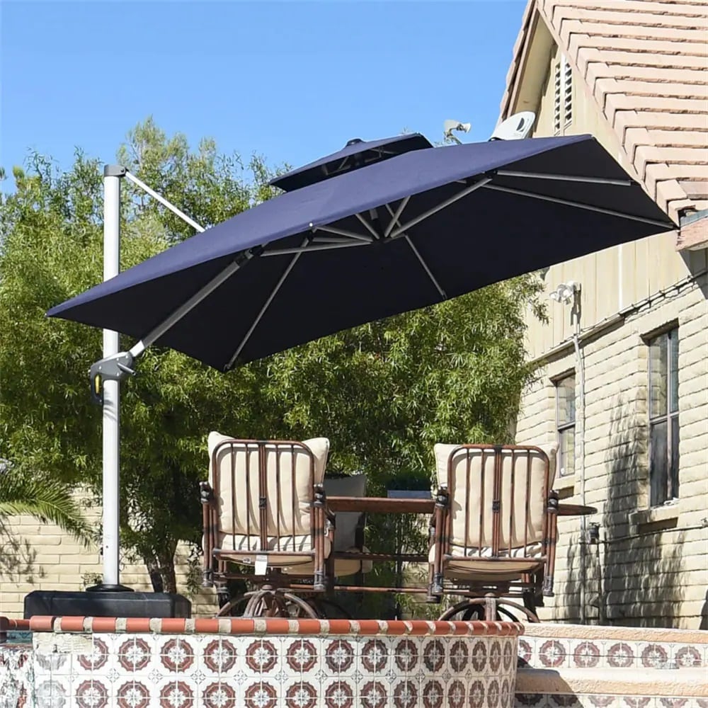 PURPLE LEAF LSLRS11-NB Aluminum Crank Cantilever Patio Umbrella