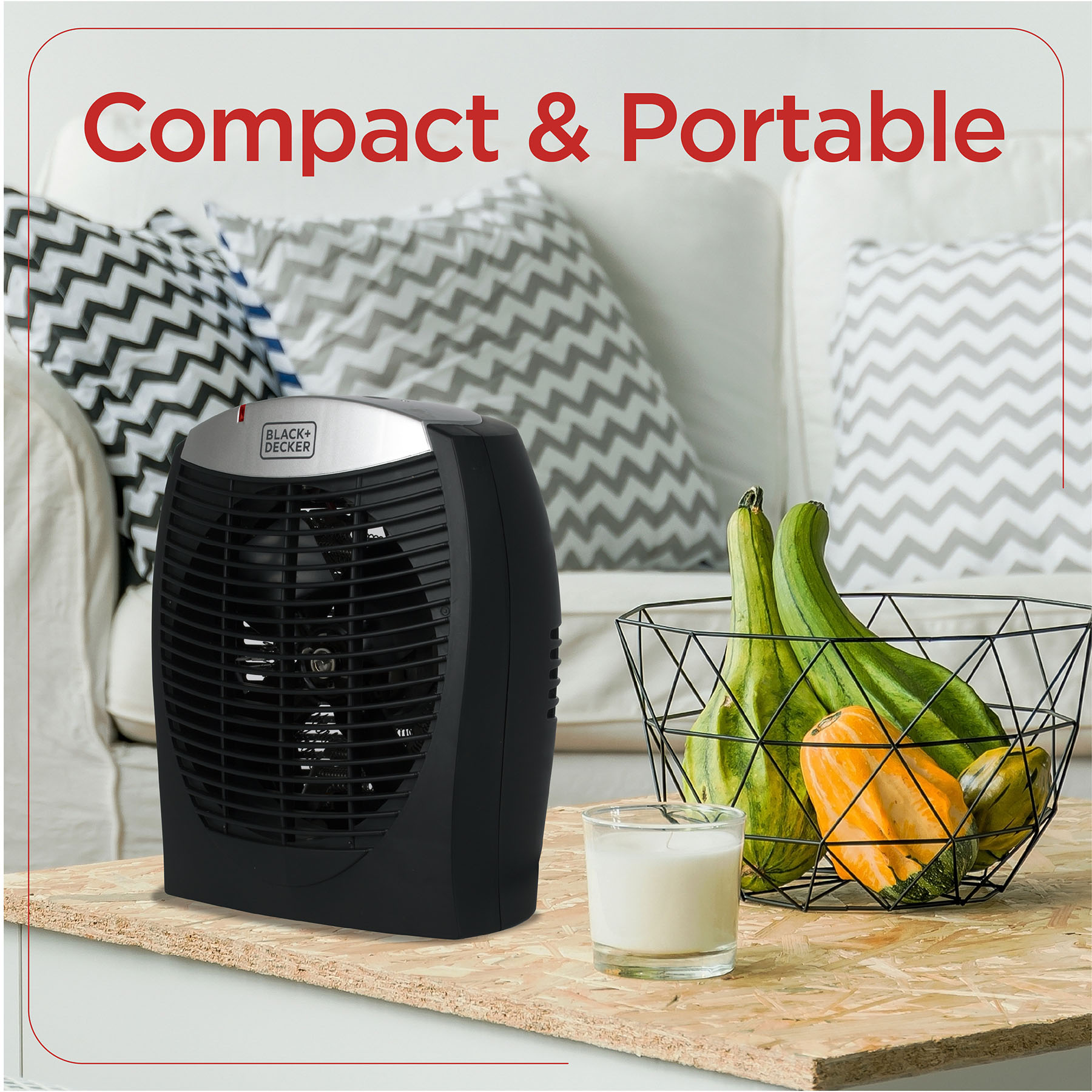 BLACK+DECKER Up to 1500-Watt Fan Compact Personal Indoor Electric Space  Heater with Thermostat in the Electric Space Heaters department at