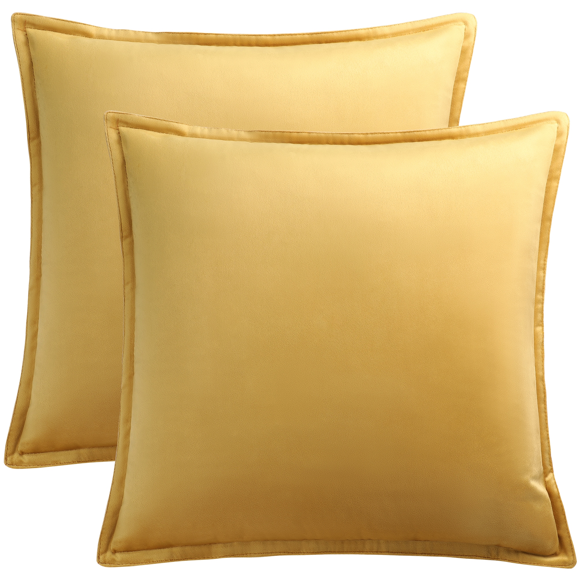 Unique Bargains Decorative Velvet Throw Pillow Covers 2pcs Square Solid Soft Cushion Pillow Cases for Sofa Couch Bedroom 18x18inch Gold