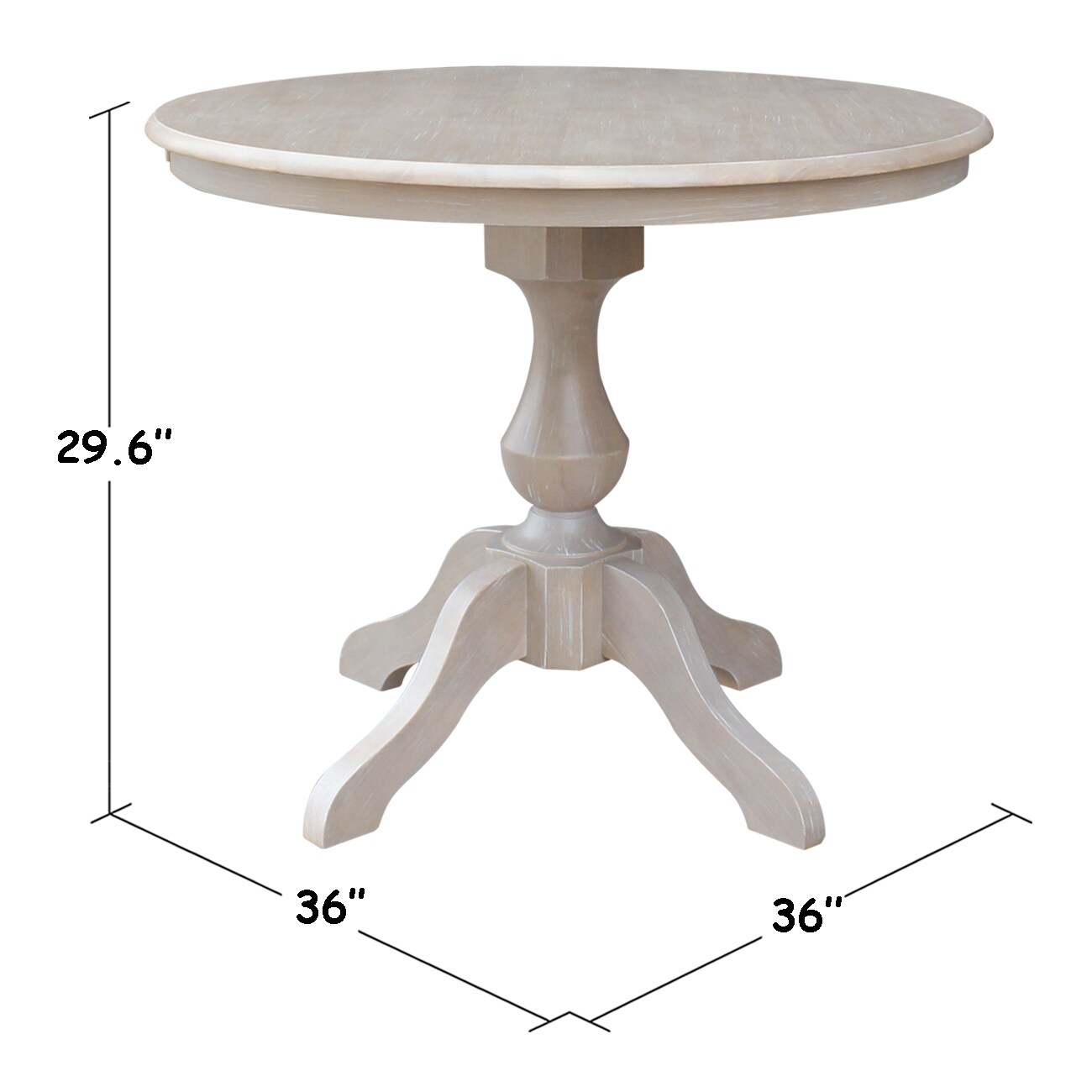 International Concepts Washed Gray Taupe Round Traditional Dining Table ...