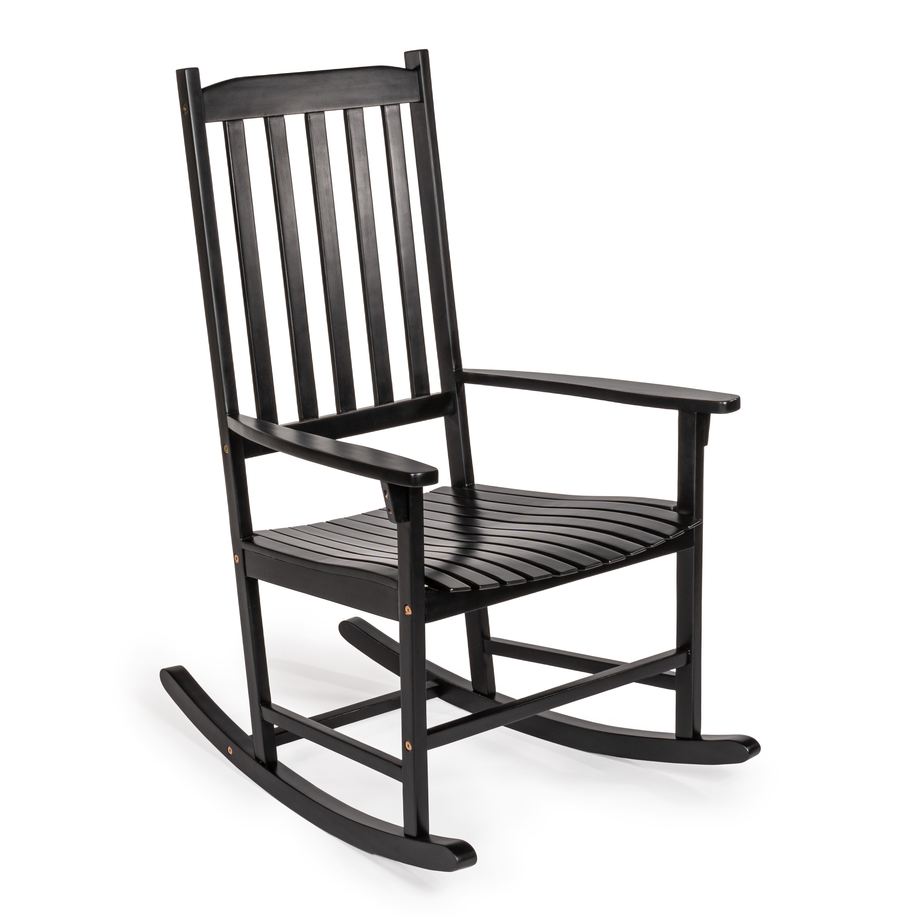 JONATHAN  Y RCK300E Seagrove Acacia Farmhouse Classic Black Wood Frame Rocking Chair with Slat Seat