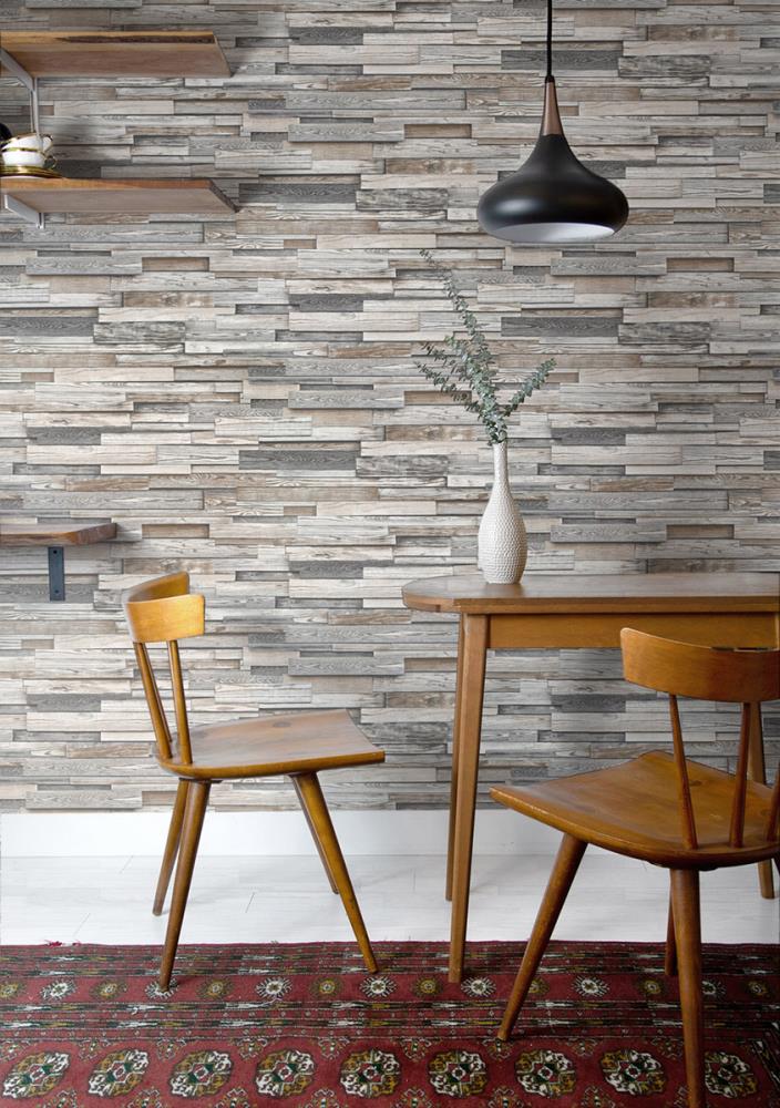 NextWall 3075sq ft Light Gray and Brown Vinyl Wood SelfAdhesive Peel and Stick  Wallpaper in the Wallpaper department at Lowescom