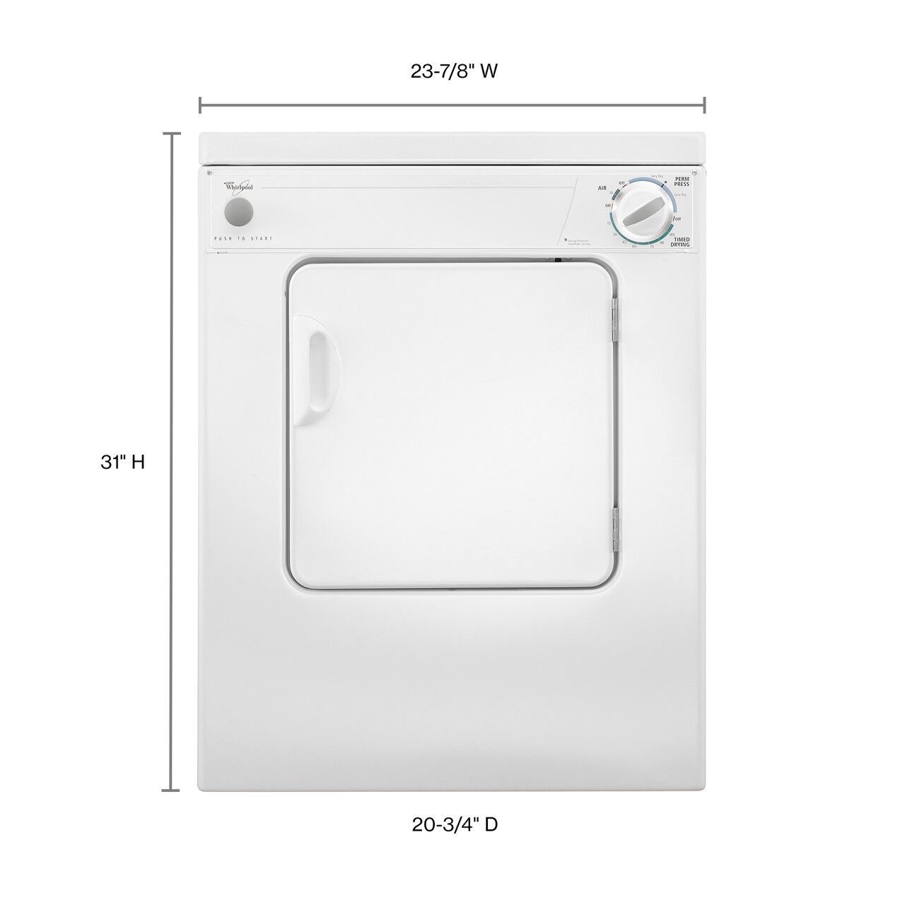 Whirlpool 3.4-cu ft Stackable Portable Electric Dryer (White) in