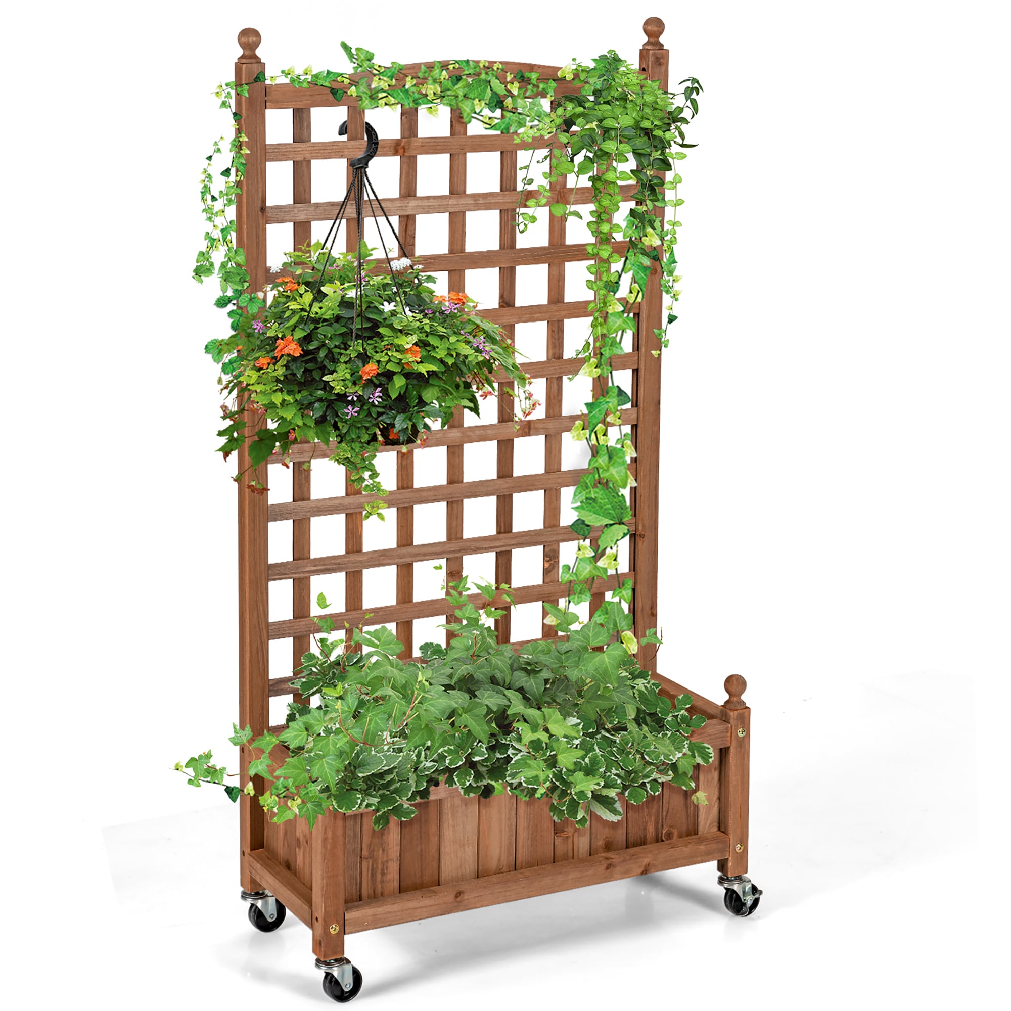 Costway LWS00543 11-in W x 25-in L x 50-in H Natural Wood Raised Planter Box