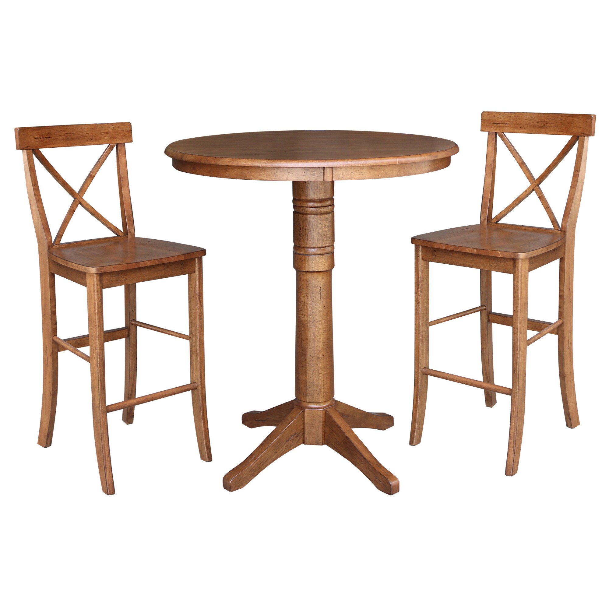 International Concepts K42-36RT-27B-S6133-2 Distressed oak Traditional Dining Room Set with Round Table ( Seats 2 )