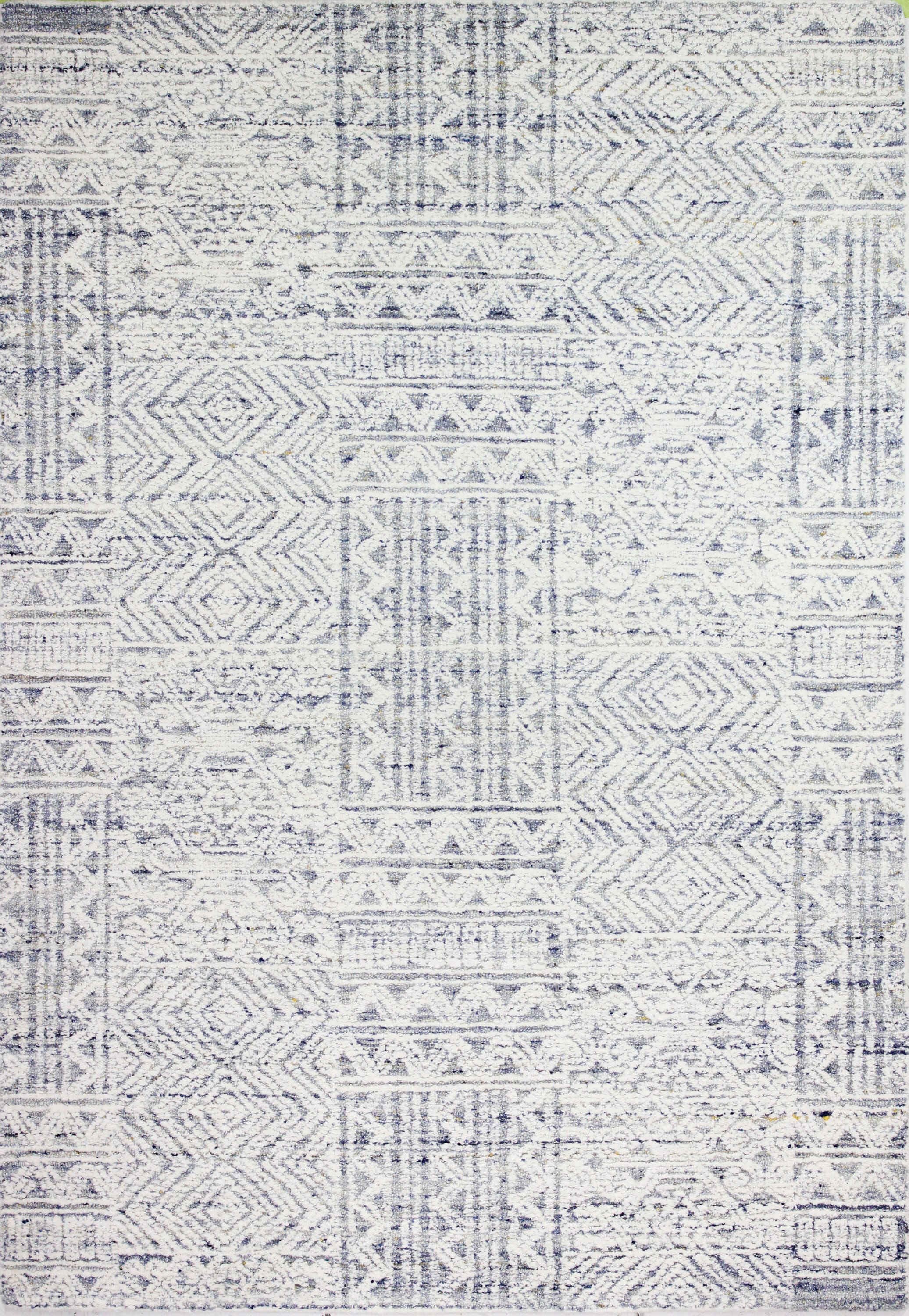 Bashian 649652288512 4 X 6 (ft) Wool Ivory/Blue Indoor Geometric Moroccan Area Rug
