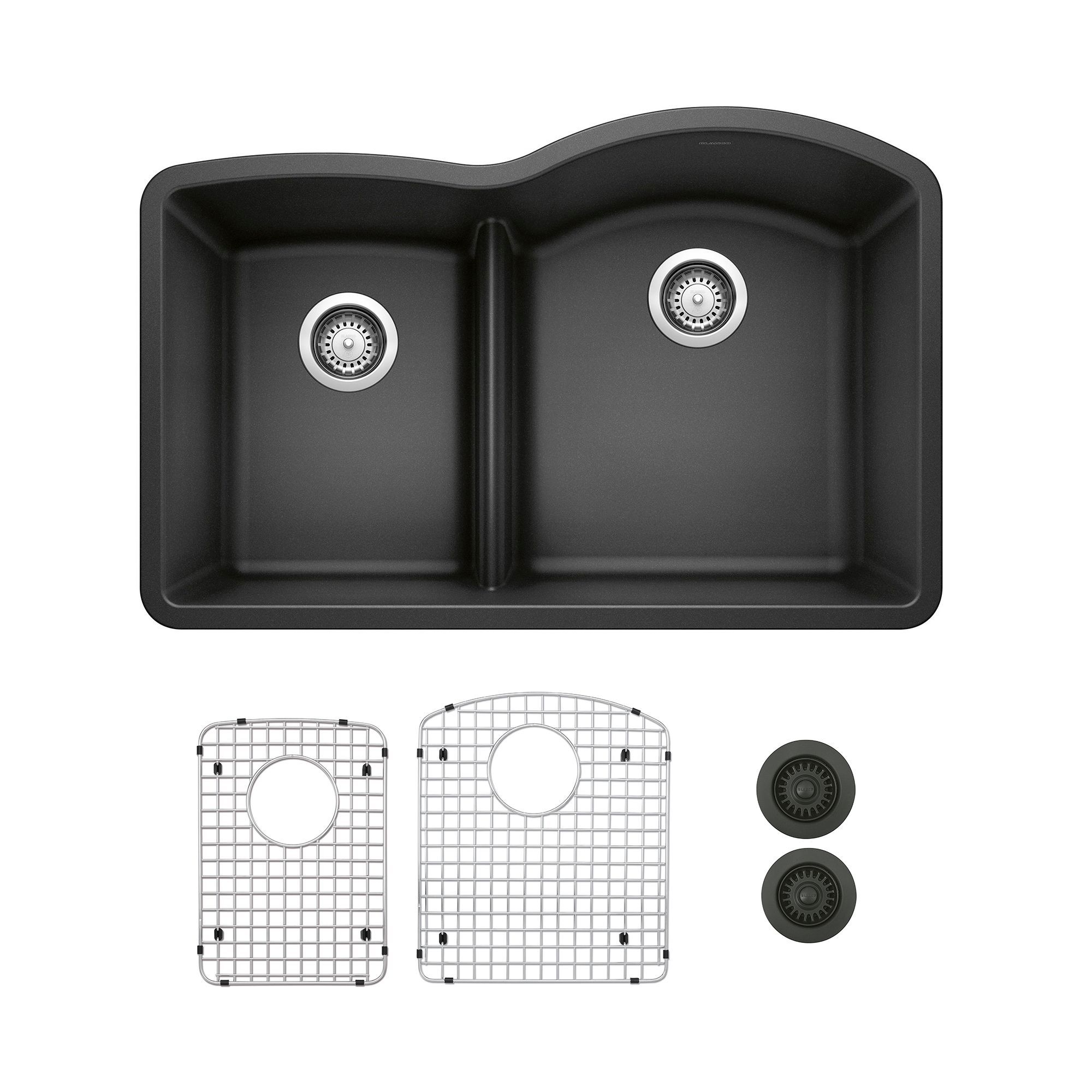 BLANCO KA-441598 Diamond Undermount 32-in x 21-in Granite Double offset bowl Kitchen Sink All-in-One Kit