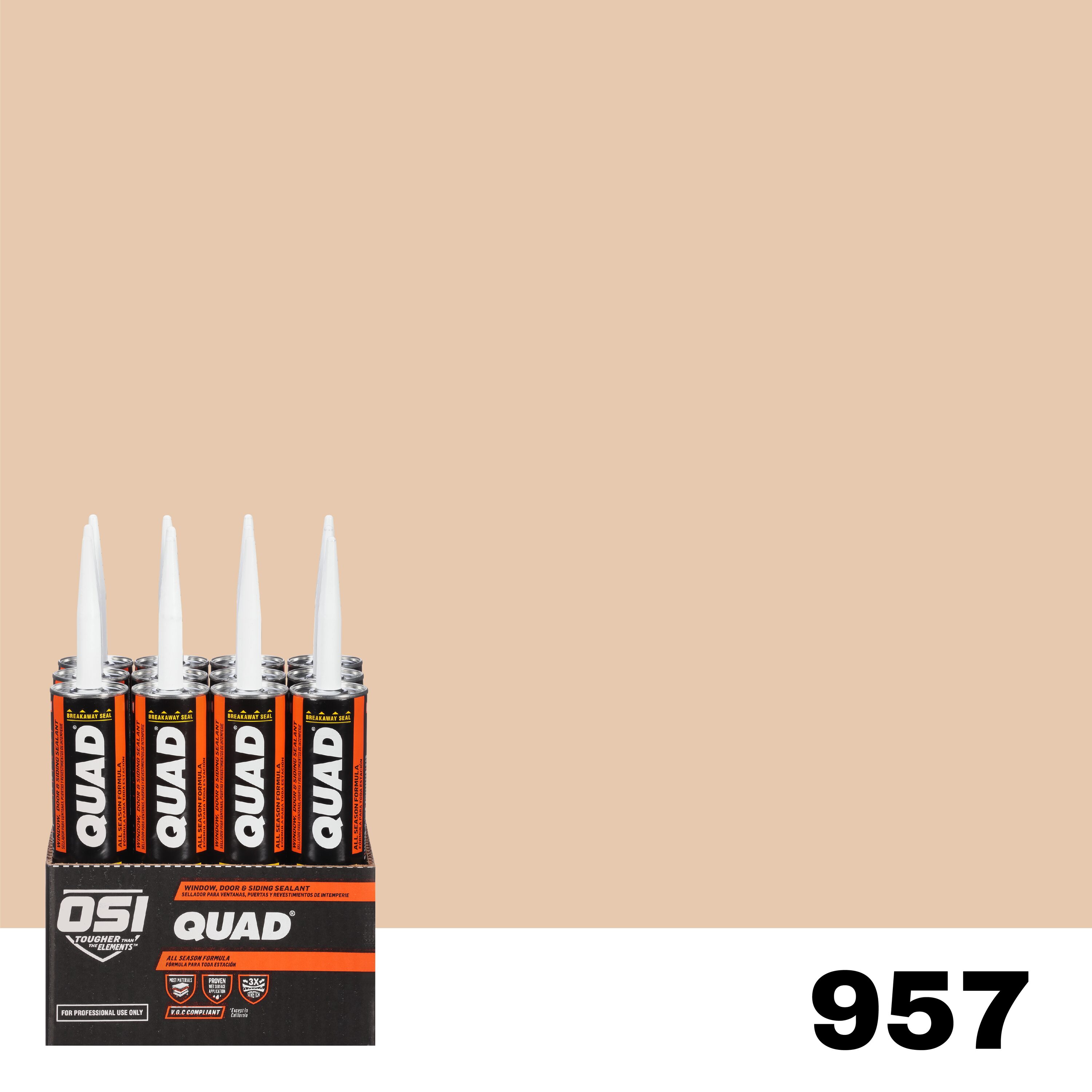 OSI 1637289 Quad 12 -Pack 10-oz Window door Red 957 Paintable Solvent Caulk