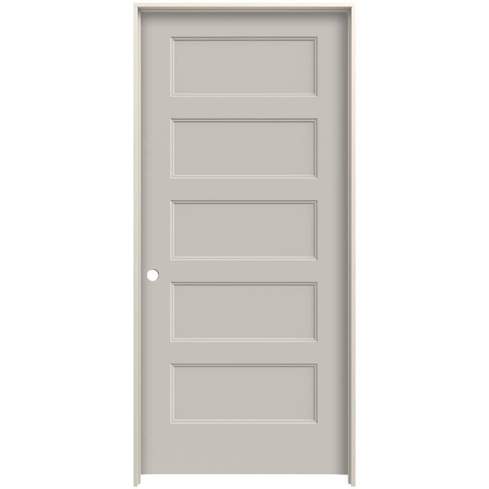 JELD-WEN 24-in x 80-in Ash Hollow Core 5-panel Equal Right Hand Smooth Prefinished Molded Composite Flat Jamb Single Prehung Interior Door in Brown -  LOWOLJW226200051