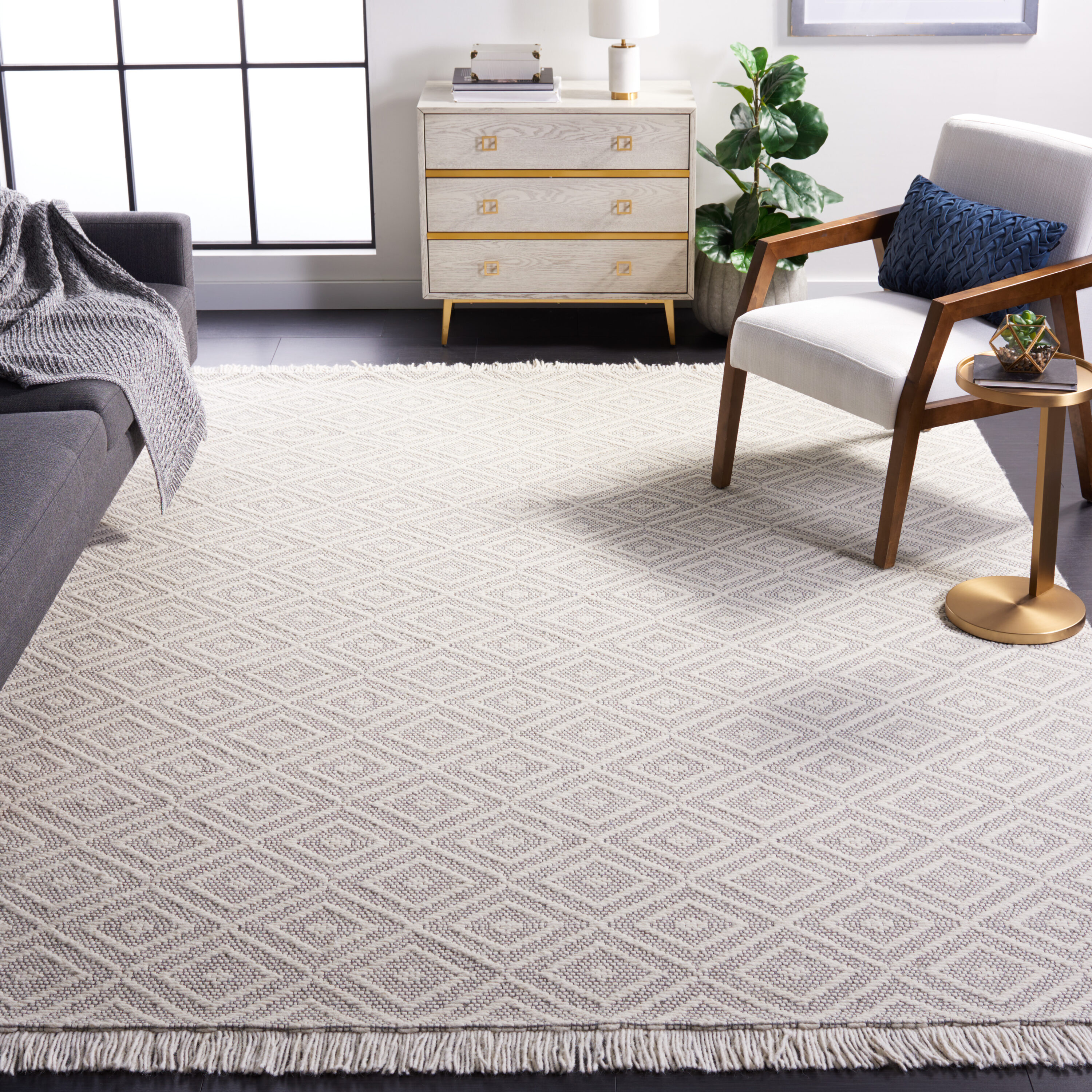  Marbella 206 Ivory/Gray Contemporary 8ft x 10ft Large Rectangle Rug