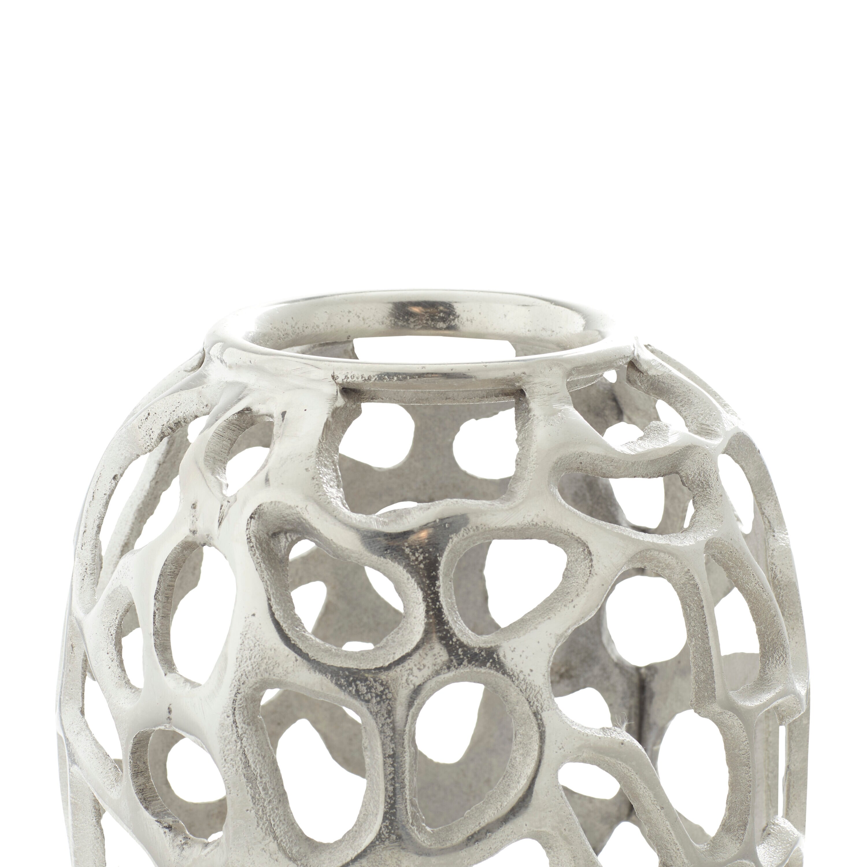 Elegant 19'' Silver Aluminum Bouquet Vase with Hole Design