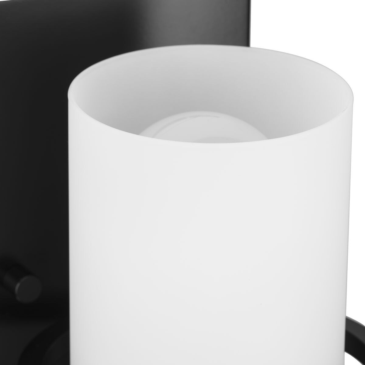 Matte Black Cylinder Outdoor Wall Sconce with White Glass Shade