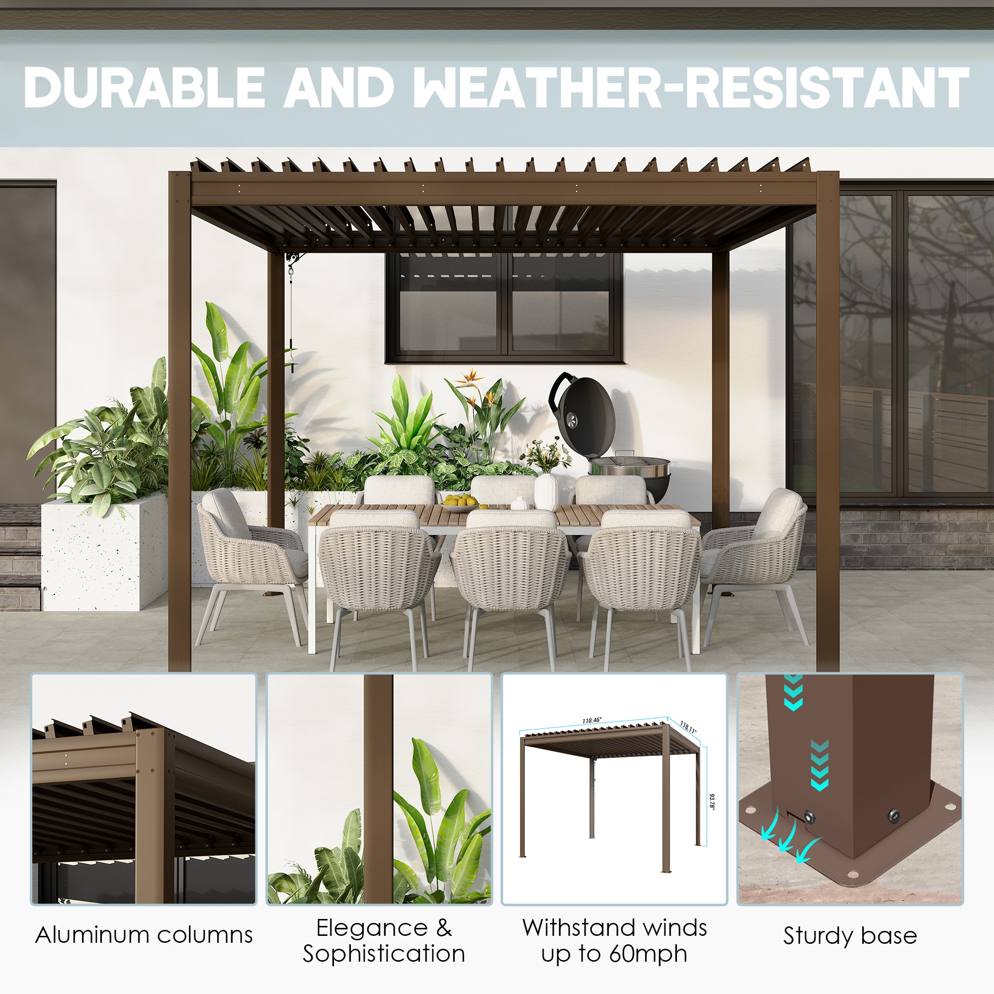 Clihome CL-LGMF1630-BR Wood-Resin-Gazebos - View #4