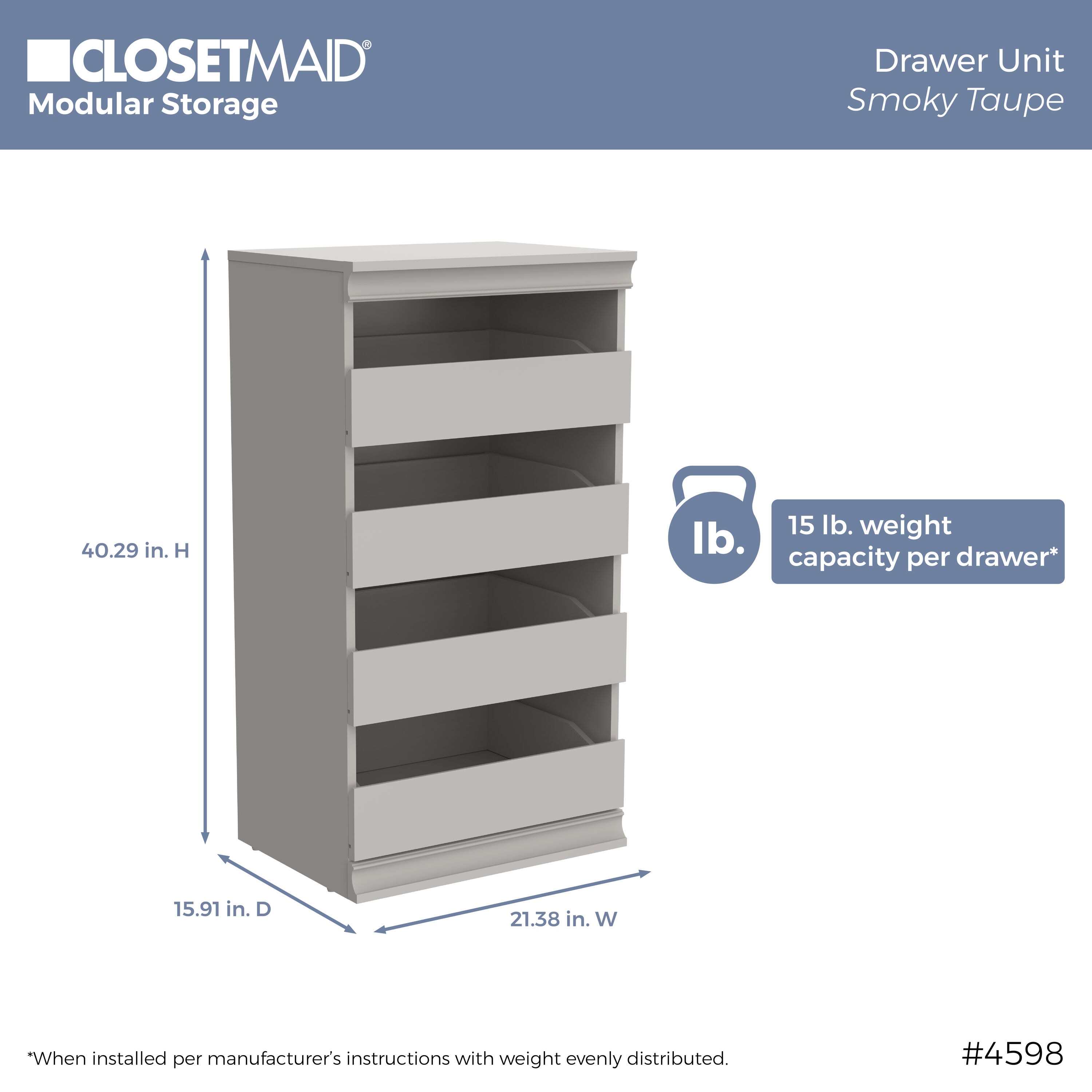 ClosetMaid Modular Storage 4.78-ft to 4.78-ft W x 6.7-ft H Smoky Taupe ...