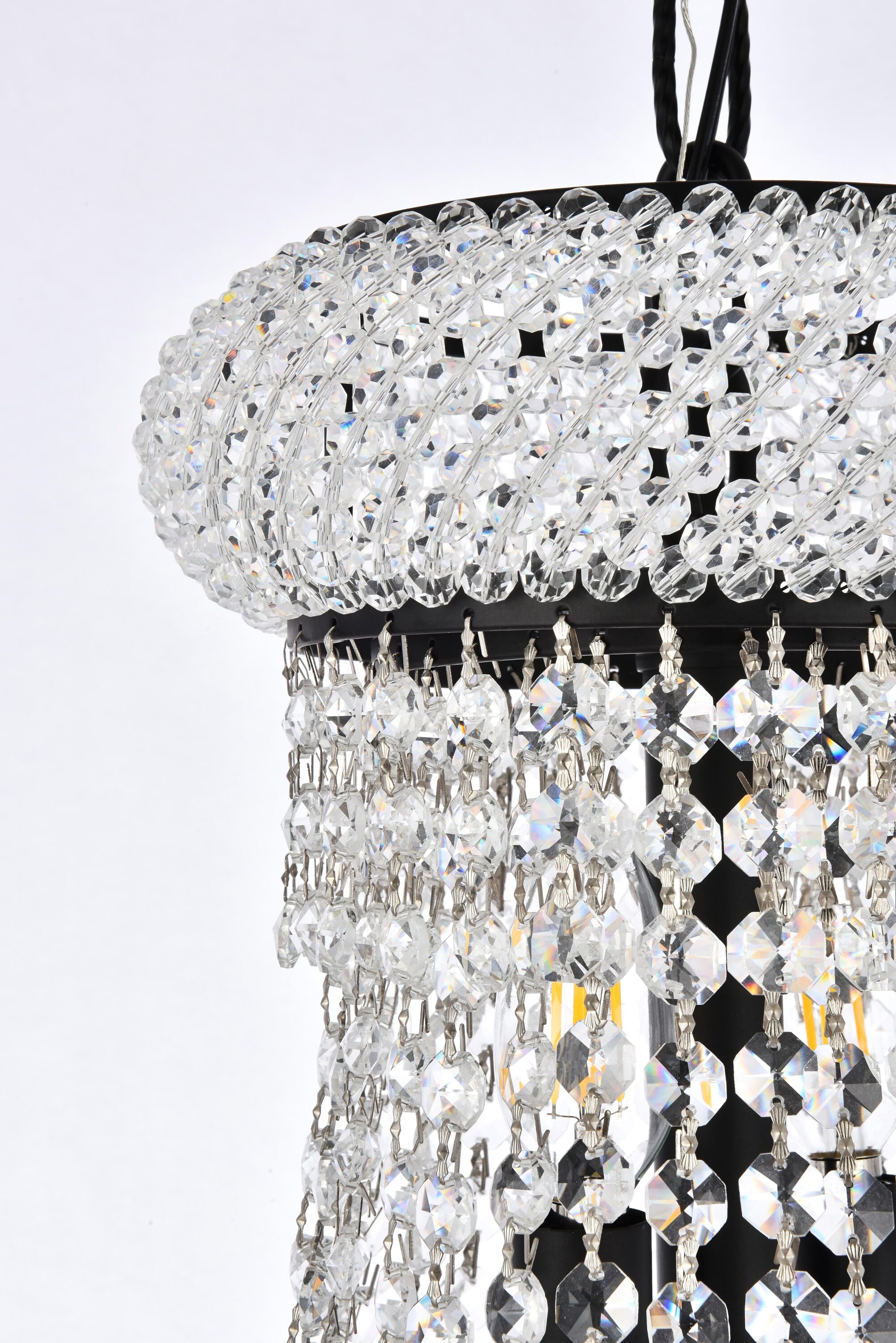 Black and Clear Crystal 14-Light Mini Chandelier