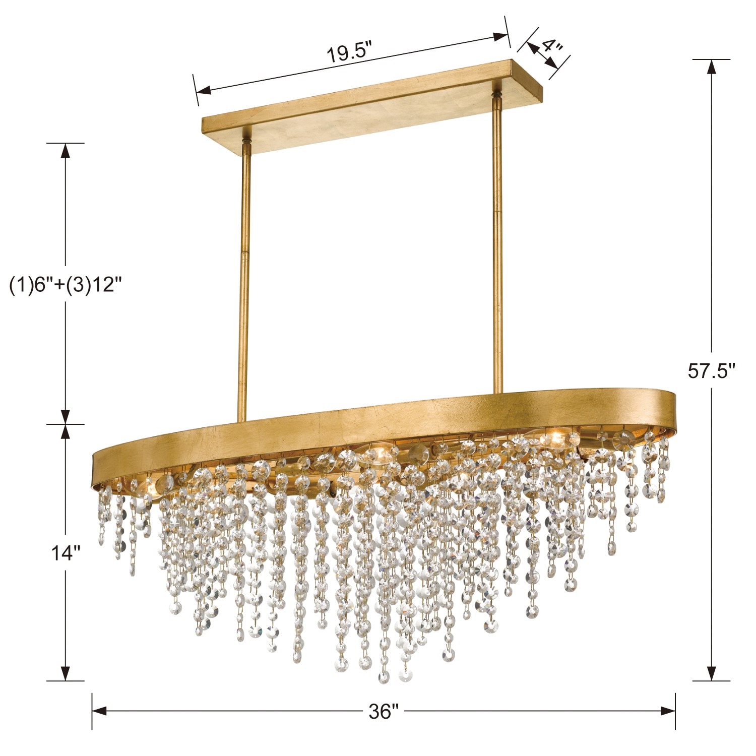 Antique Gold Crystal 8-Light Chandelier with Hand Cut Beads