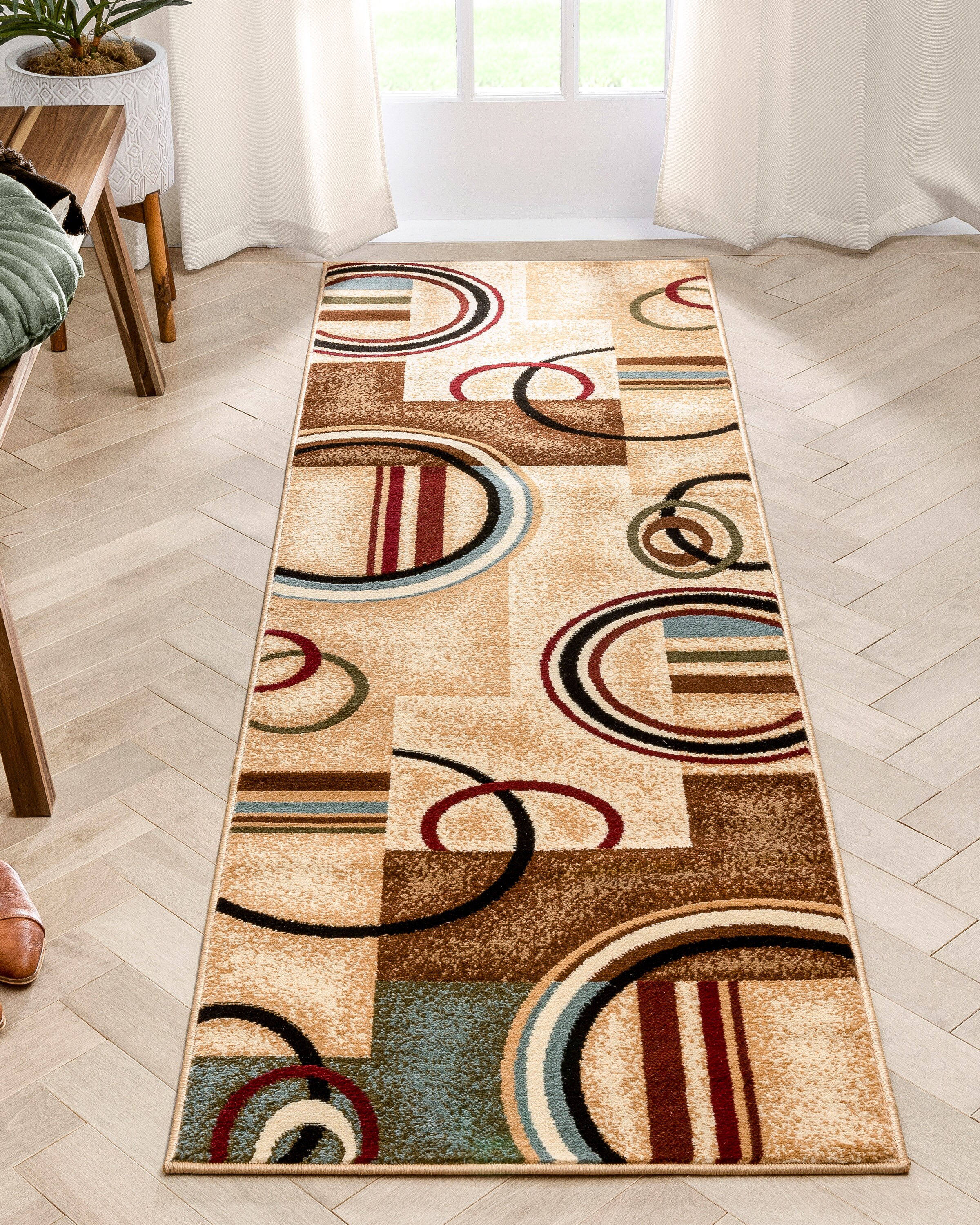 Well Woven 547822 2 x 7 (ft) Loomed Polypropylene Ivory Rectangular Indoor Abstract Mid-Century Modern Runner rug