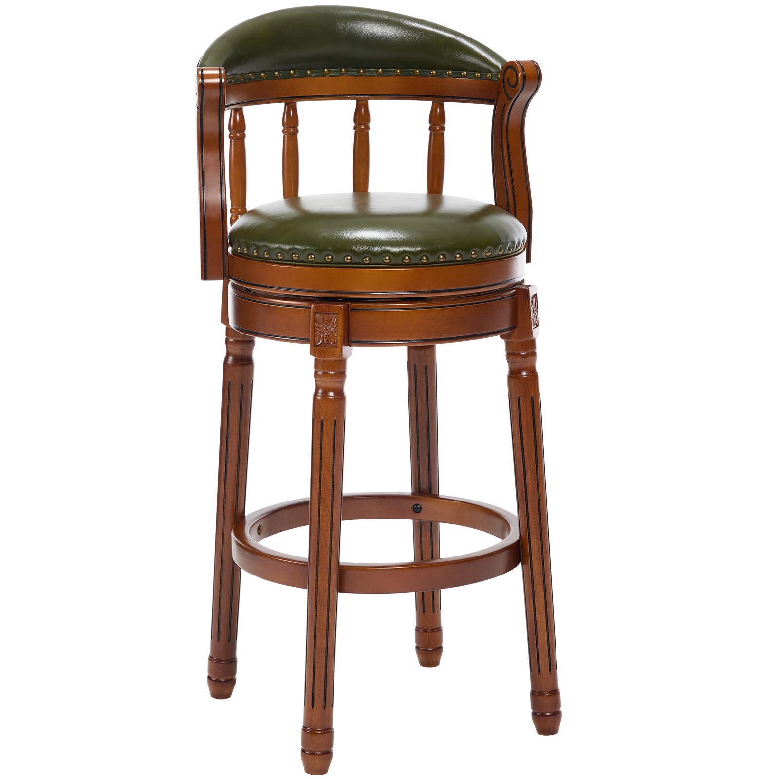 Blisstyle - Green 26-in H Bar height Upholstered Swivel Wood Bar Stool