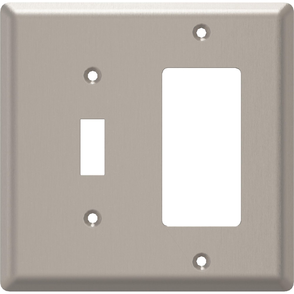 Simple Square 2-Gang Standard Size Satin Nickel Steel Indoor Toggle/Decorator Wall Plate | - Style Selections W45069-SN-CP