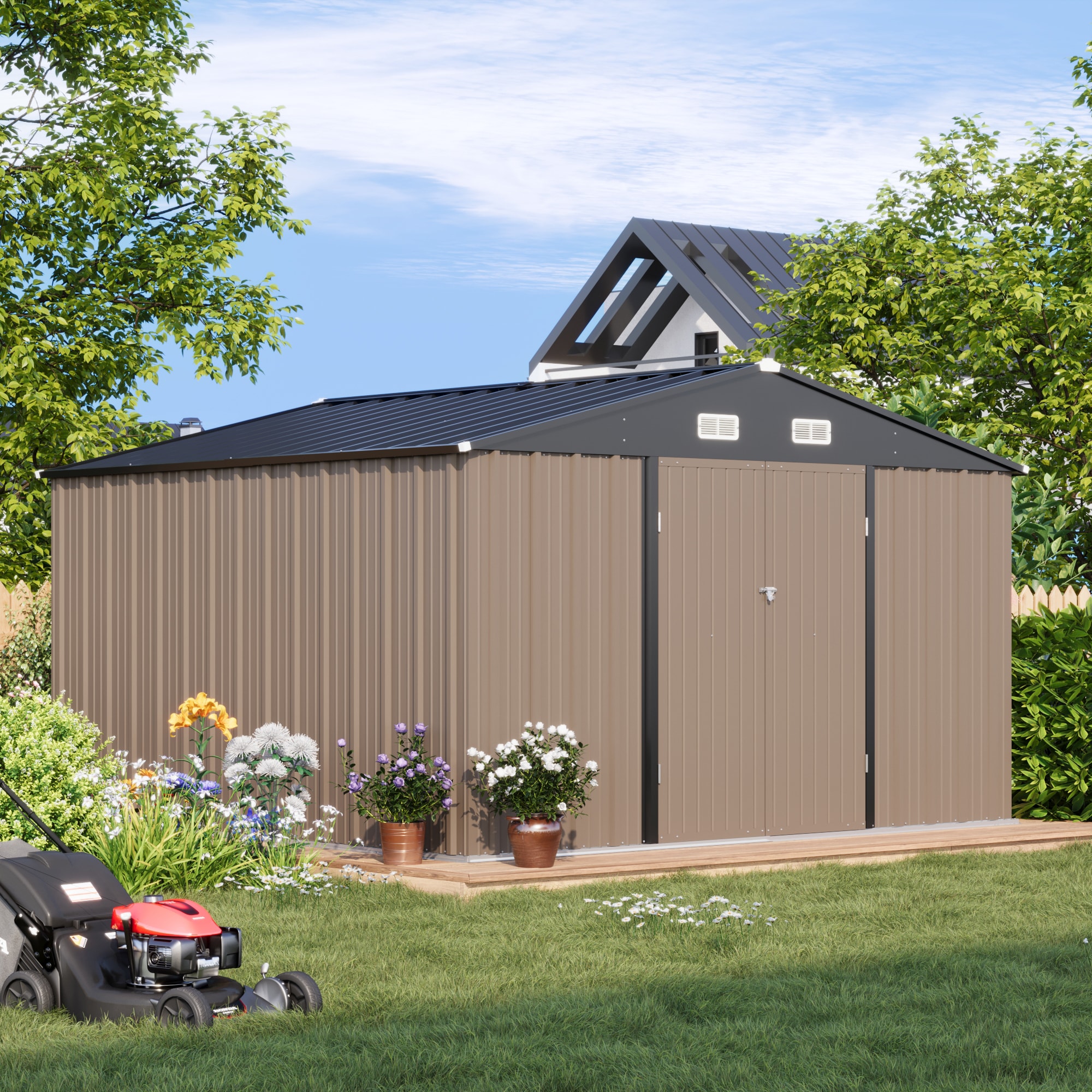 Patiowell 10-ft x 10-ft Galvanized Steel Storage Shed in the Metal ...