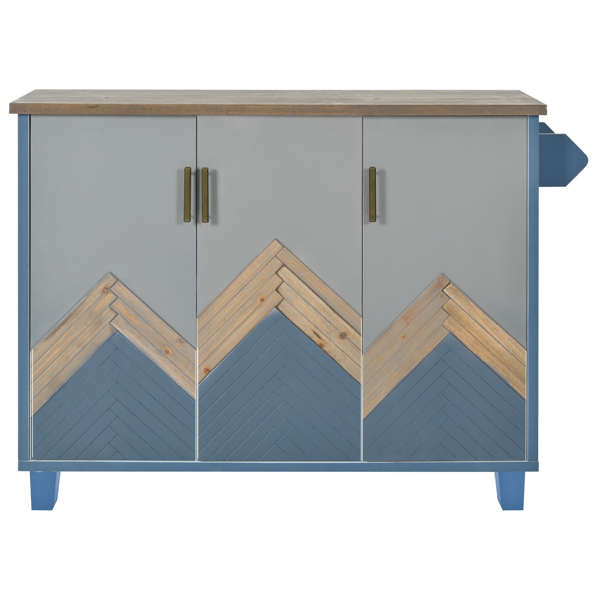 CESICIA White Mdf Base with Mdf Wood Top Rolling Kitchen Island (25.7-in x 51.57-in x 36.7-in)
