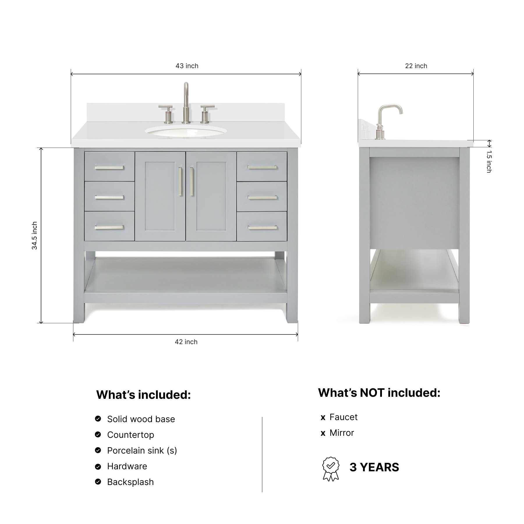 ARIEL S043SWQOVOGRY Bath-Vanity-Combo - View #3