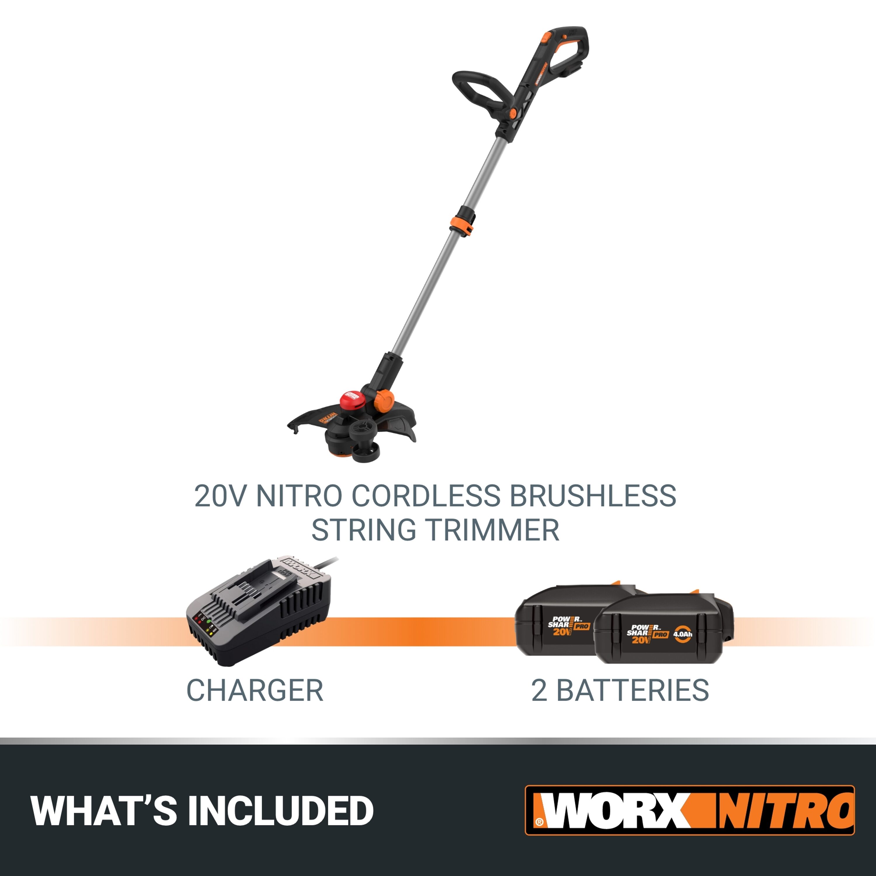 WORX Power Share 20volt 13in Straight Battery String Trimmer with