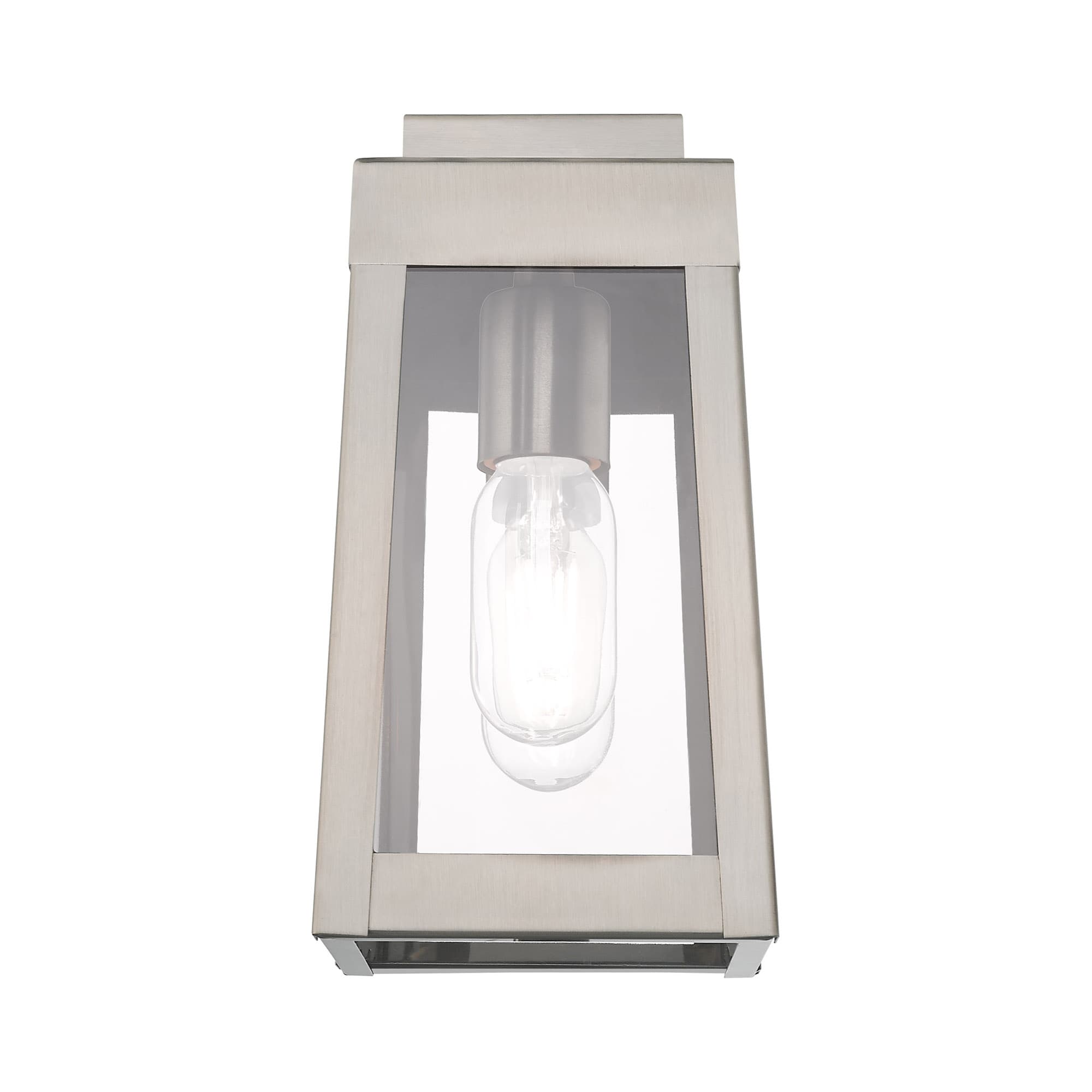 Oslo 9.5" Brushed Nickel Outdoor Wall Lantern with Clear Glass