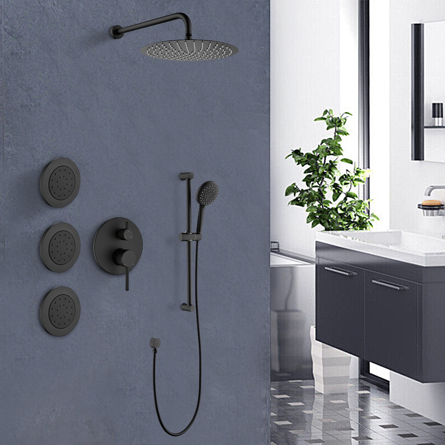 WELLFOR WA9009AL Showerhead-Bar-Panels - View #8