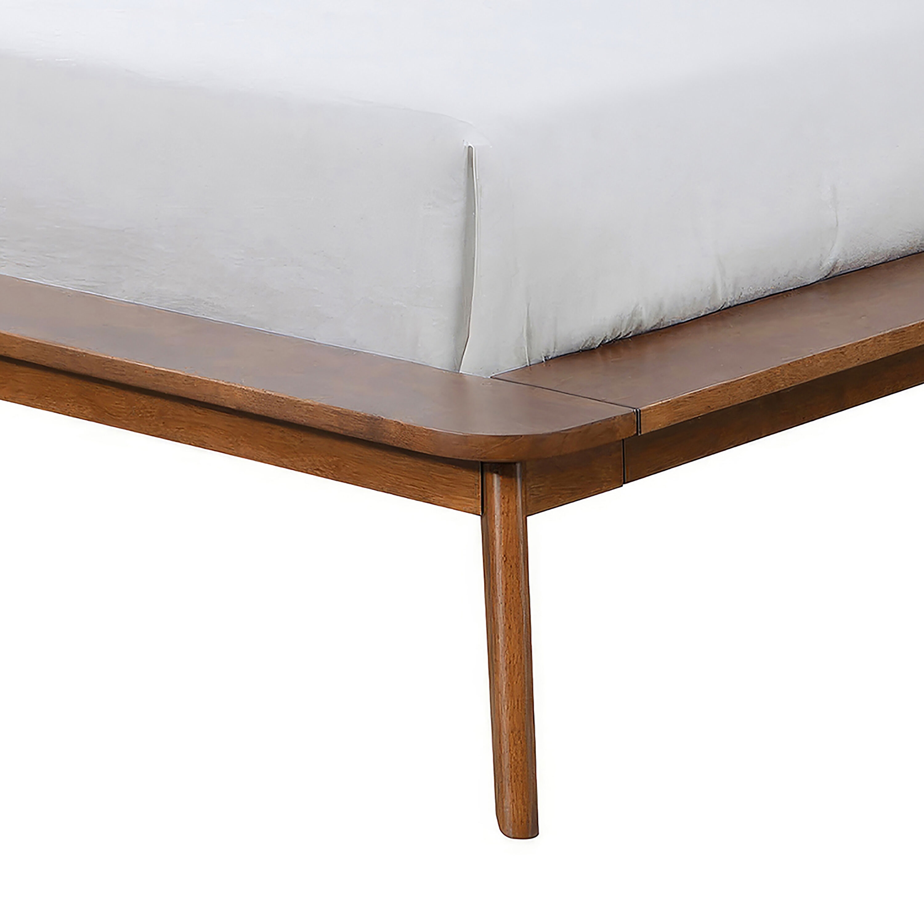 Walnut Full Wood Platform Bed with Headboard and Drawer