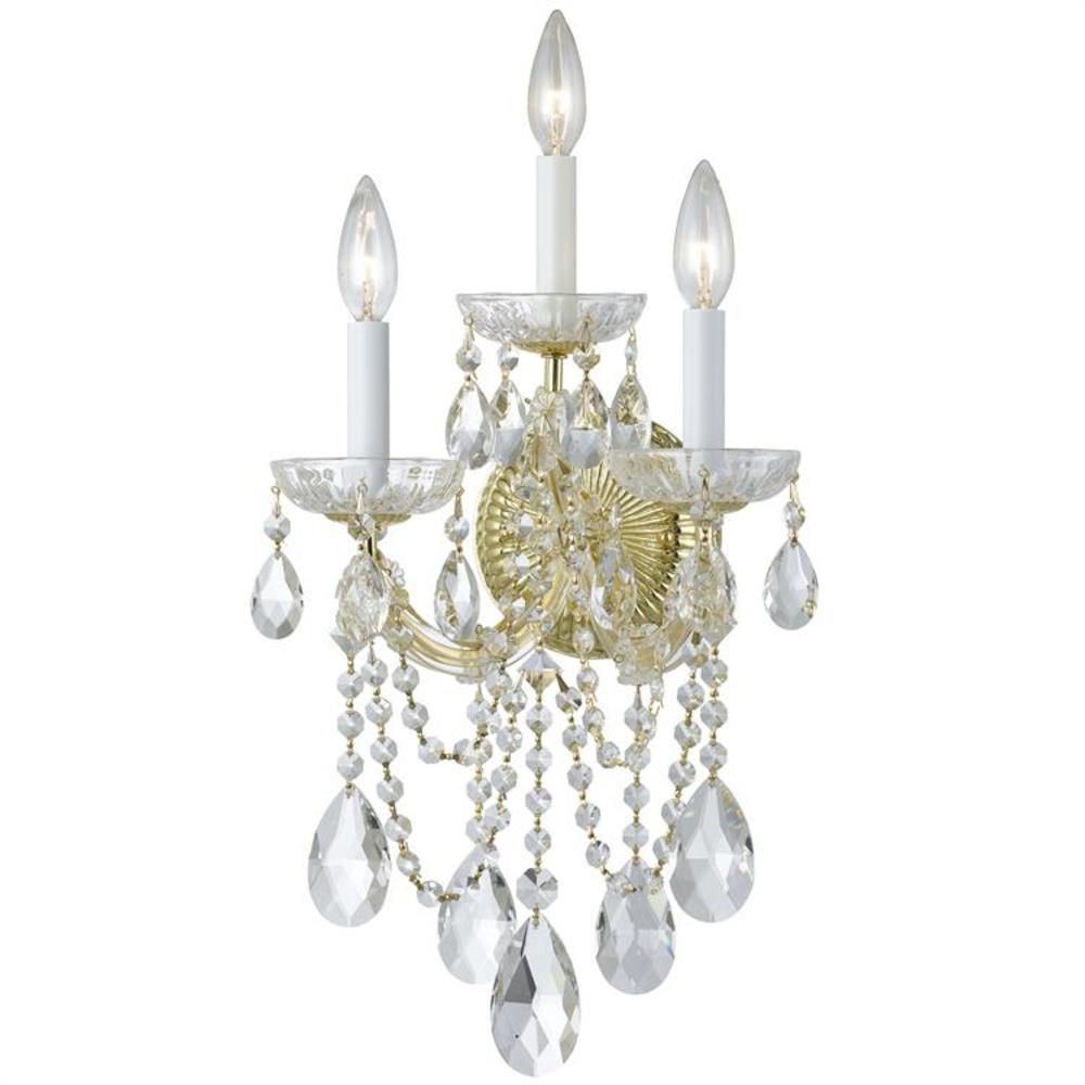 Crystorama Maria Theresa 11-in W 3-Light Gold Wall Sconce in the Wall ...