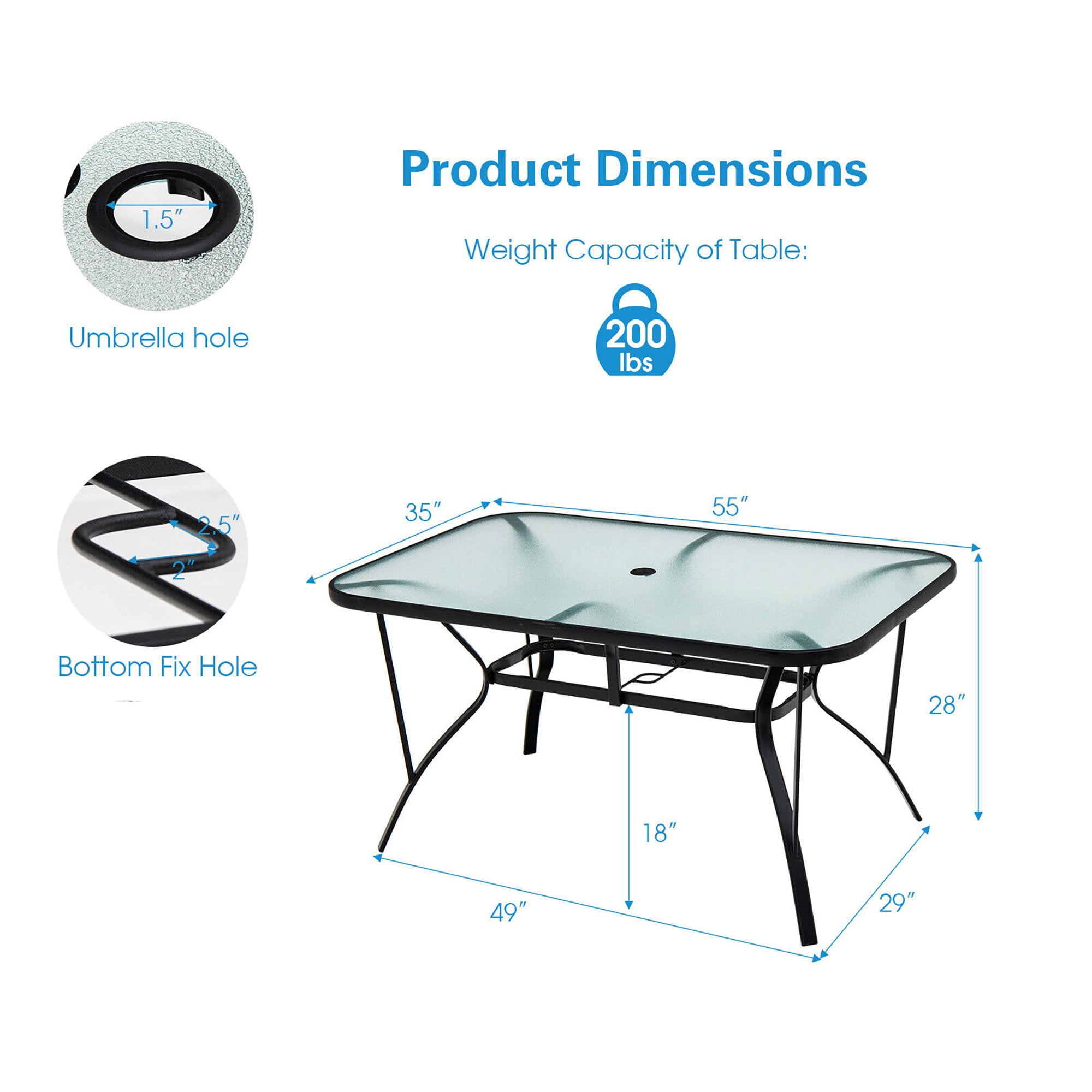 Forclover ALLC-09BK Patio-Tables - View #2
