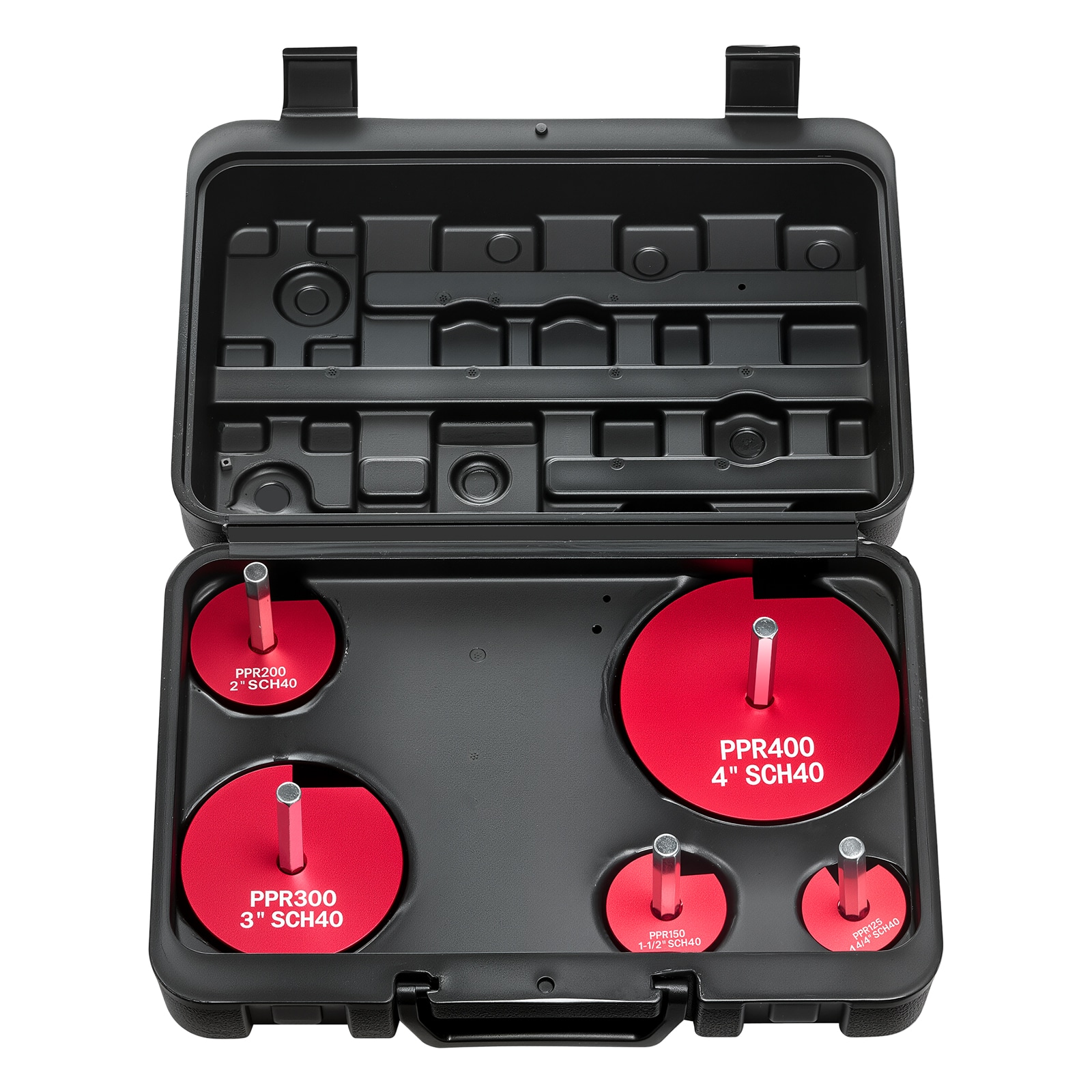 VEVOR PVC Pipe Reamer Kit 5-Piece PVC Fitting Socket Saver Includes 1-1/4in 1-1/2in 2in 3in 4in Compatible with Standard 1/2in Drills Plumbing Tool Kit for SCH40 ABS CPVC Vent Drain Water Pipes