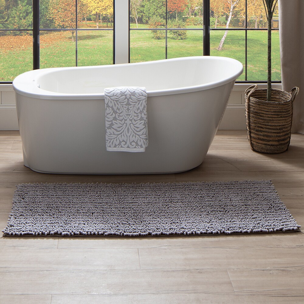 Mohawk Home Metaphor Bath 24-in x 60-in Silver Polyester Bath Runner in the Bathroom  Rugs & Mats department at