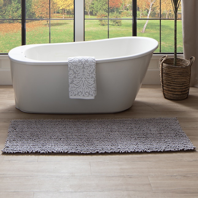 Mohawk Home Metaphor Bath 24-in x 60-in Silver Polyester Bath Runner in the Bathroom  Rugs & Mats department at