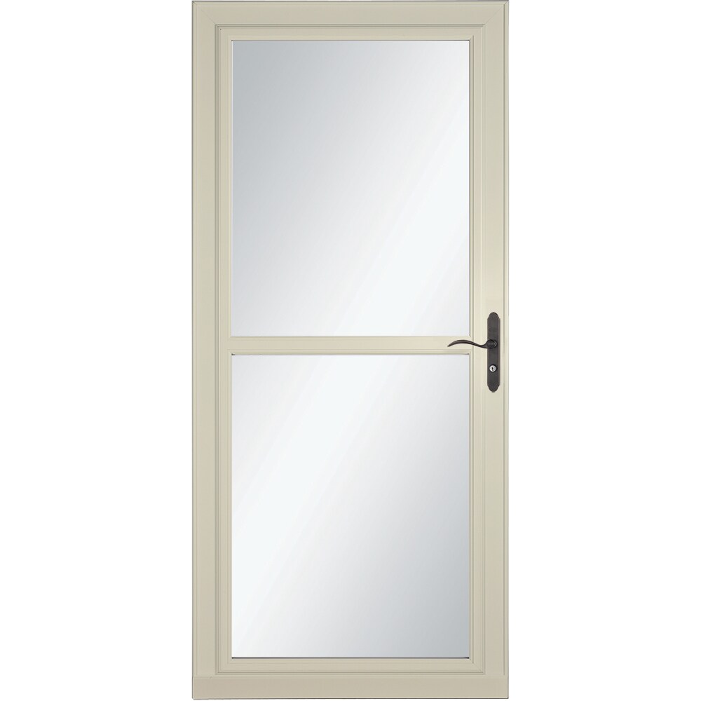 Tradewinds Selection 32-in x 81-in Almond Full-view Retractable Screen Aluminum Storm Door with Aged Bronze Handle in Off-White | - LARSON 1460408157