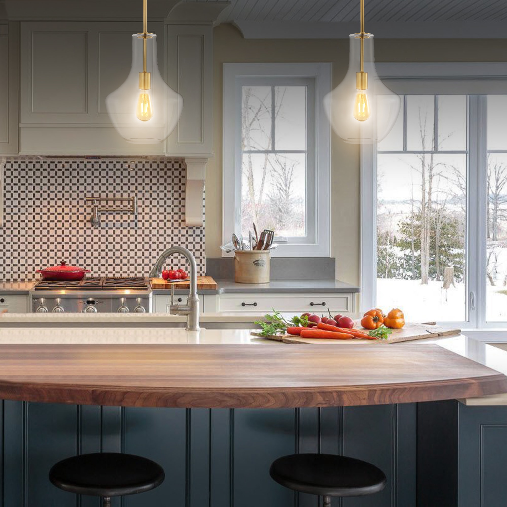Watts 10.5" Gold and Clear Glass LED Pendant Light