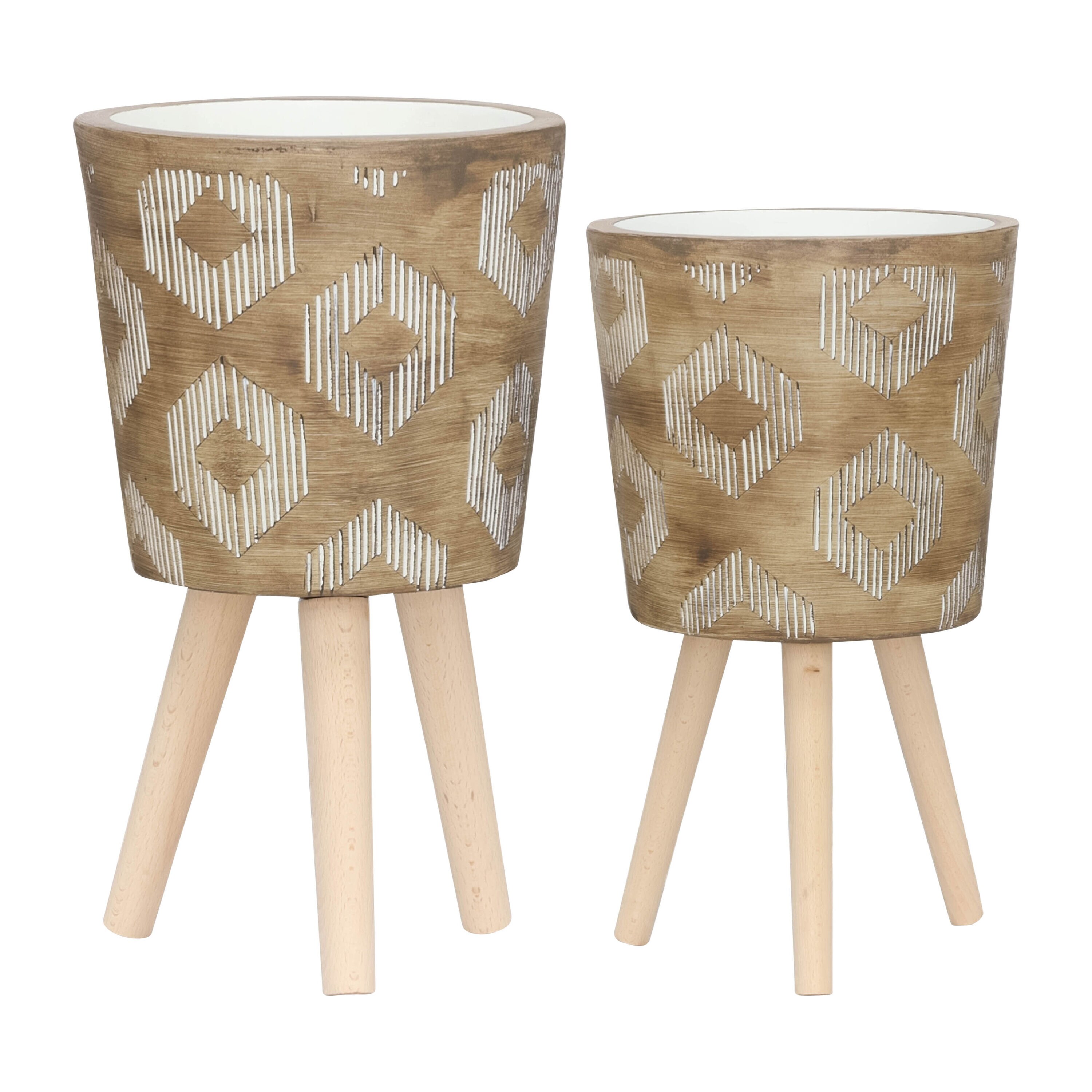 AHIOU HOME ZAAHG-106828PP 2 -Pack 12.0-in W x 21-in H x 12-in D Brown Resin Contemporary/Modern Indoor/Outdoor Planter Stand Included