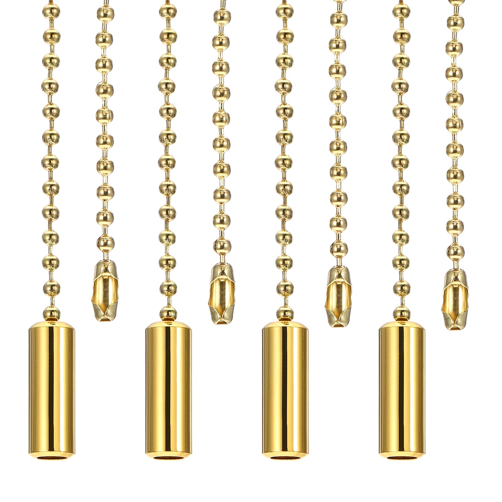 PATIKIL 1M 3.3ft Ceiling Fan Pull Chain 4pcs Beaded Pulls Cord Extender Cylinder Pendant for Fan Light Chandelier Table Lamp Pulling Switch Gold Tone