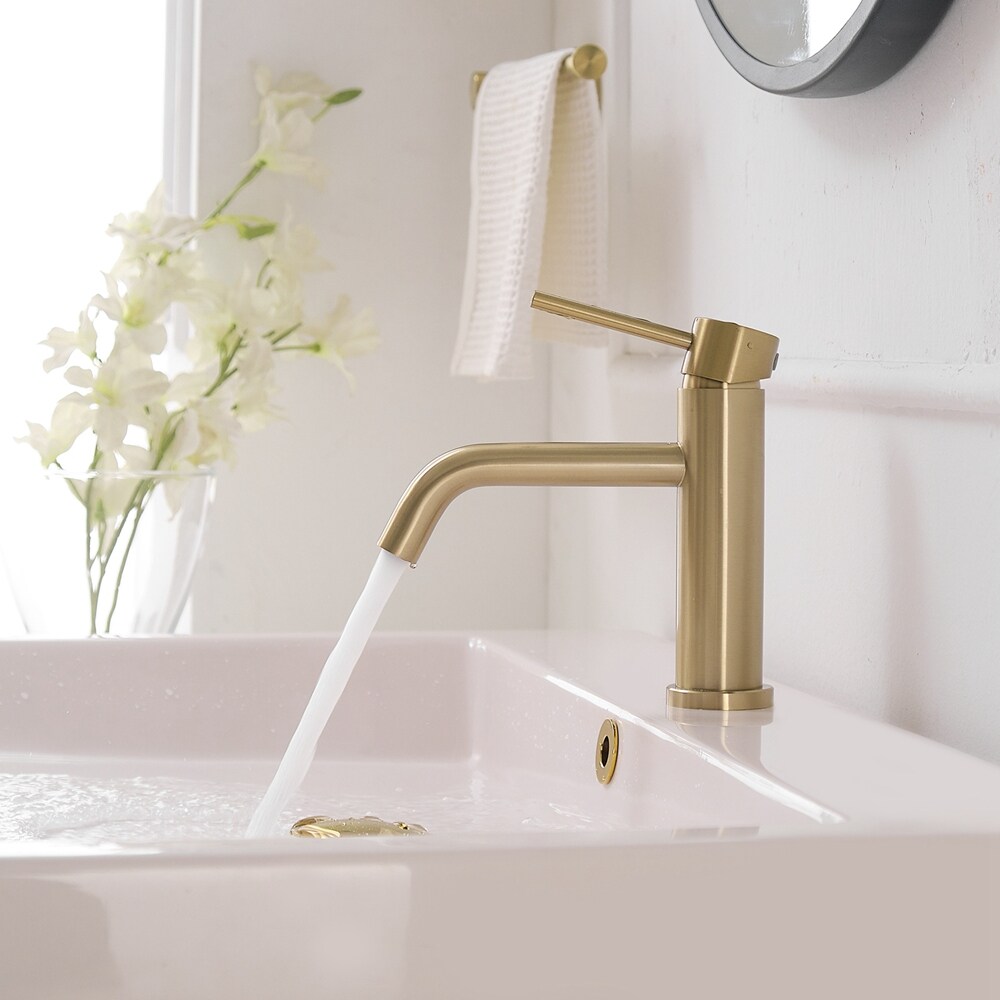 Brushed Gold Single Handle Deck-Mounted Bathroom Faucet